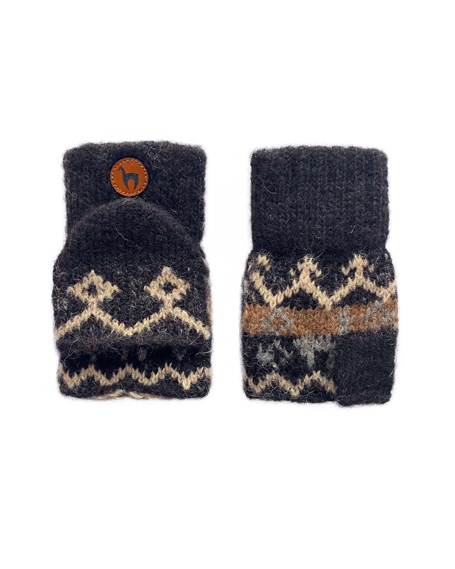 Apu Kuntur children's mittens alpaca wool - black