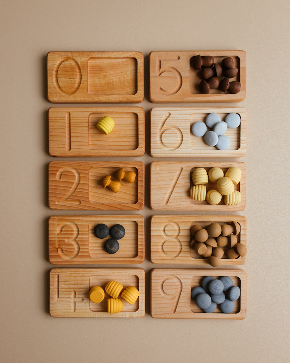 Oyuncak Wooden number tray horizontal - 10-piece | Ziloen
