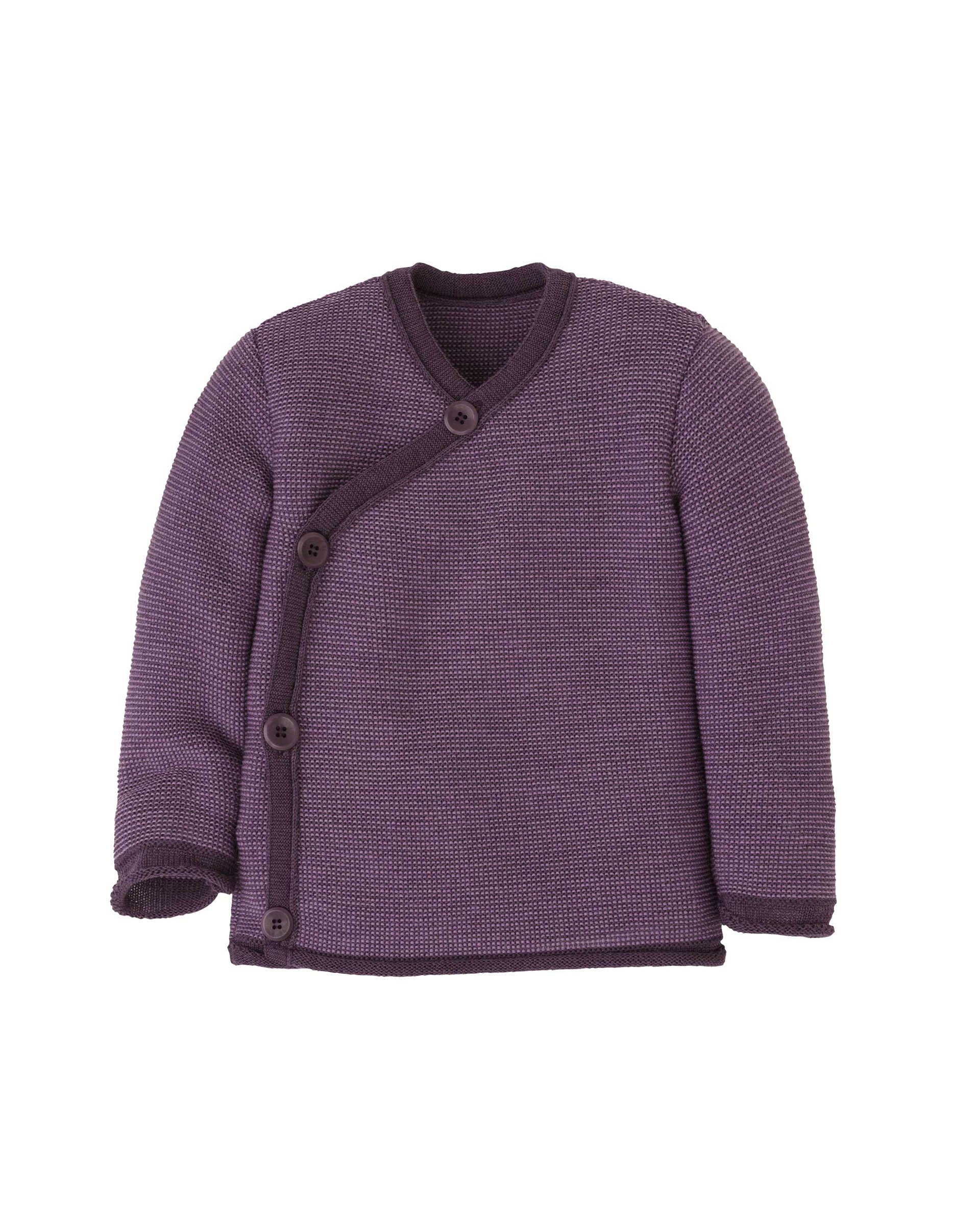 Wrap cardigan merino wool - aubergine/flieder