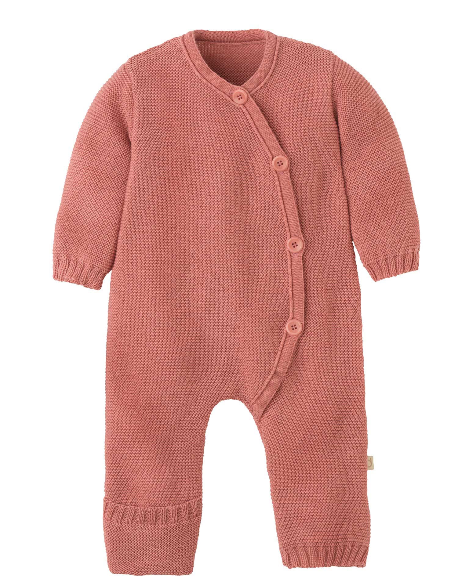 Merino wool knitted overall - soft pink