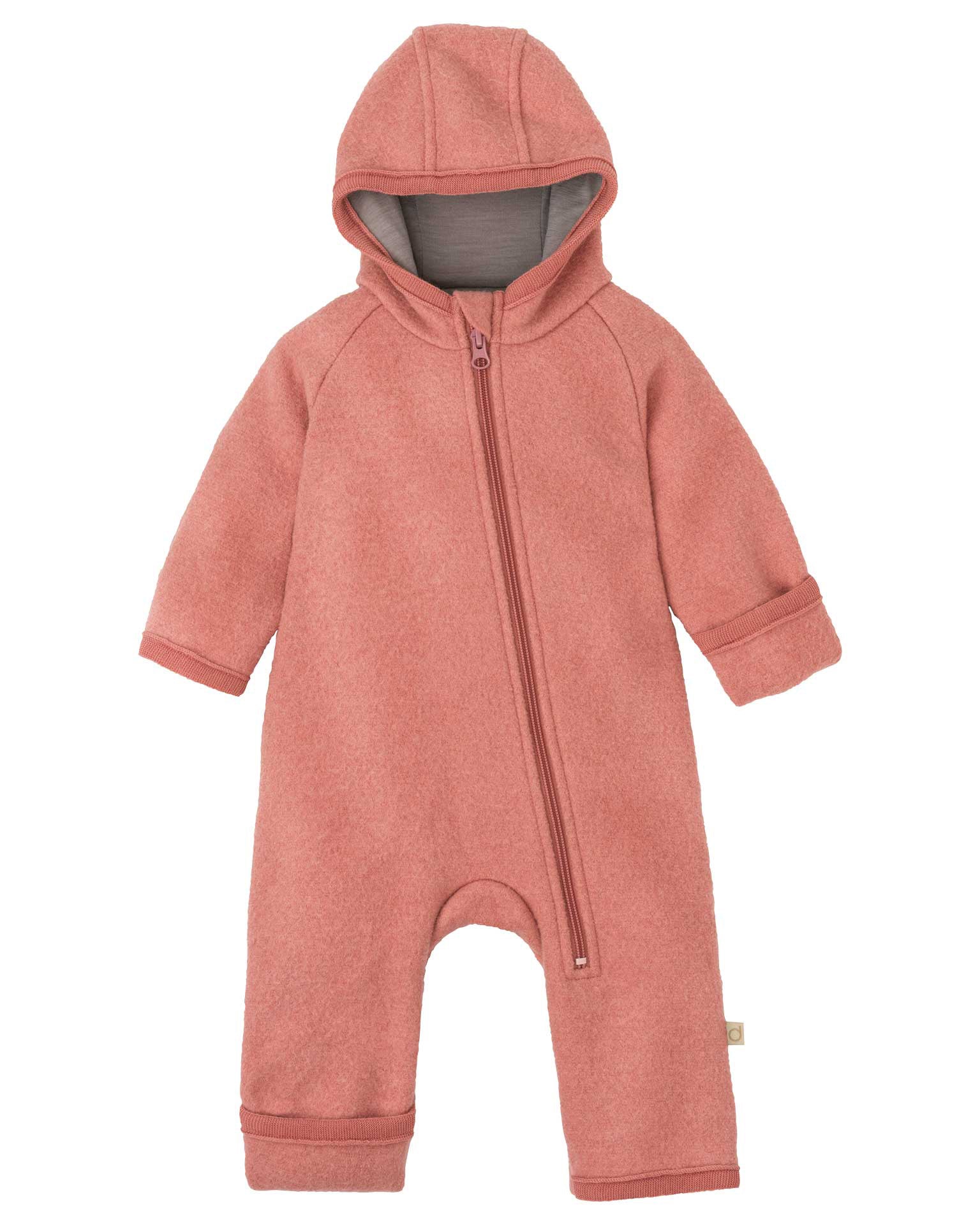 Boiled wool overalls with zip - soft pink 