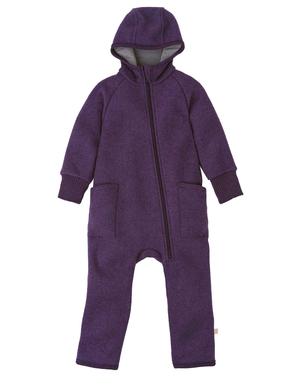 Boiled wool overalls with zip - aubergine 