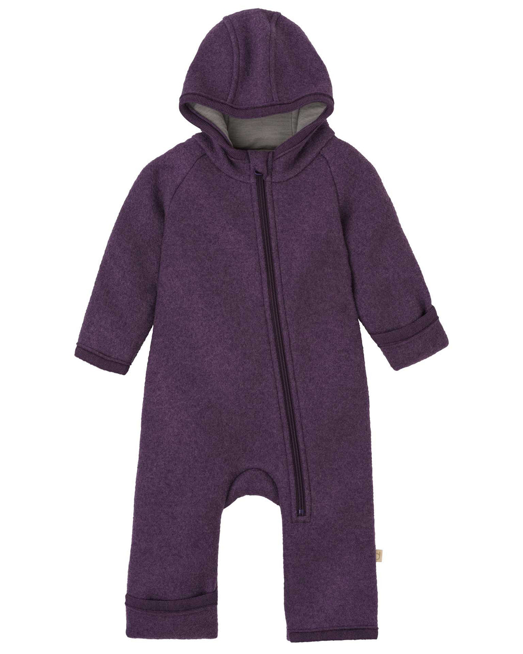 Boiled wool overalls with zip - aubergine 