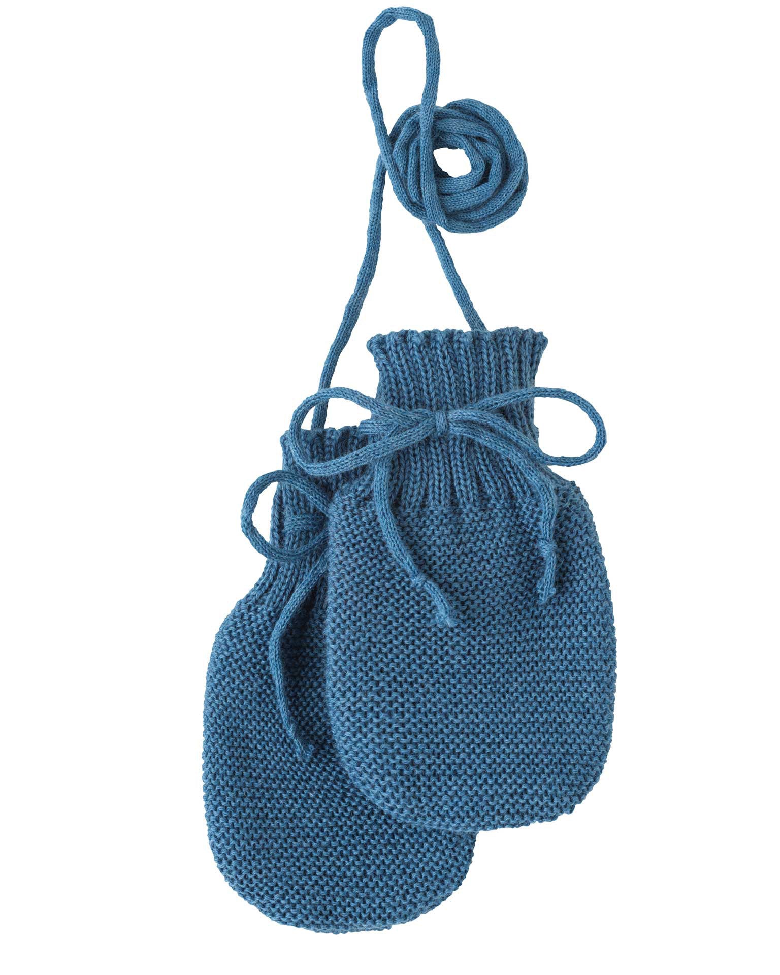 Baby mittens organic merino wool - dove blue