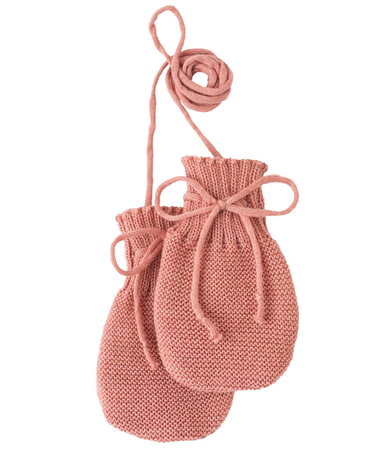 Baby mittens organic merino wool - soft pink