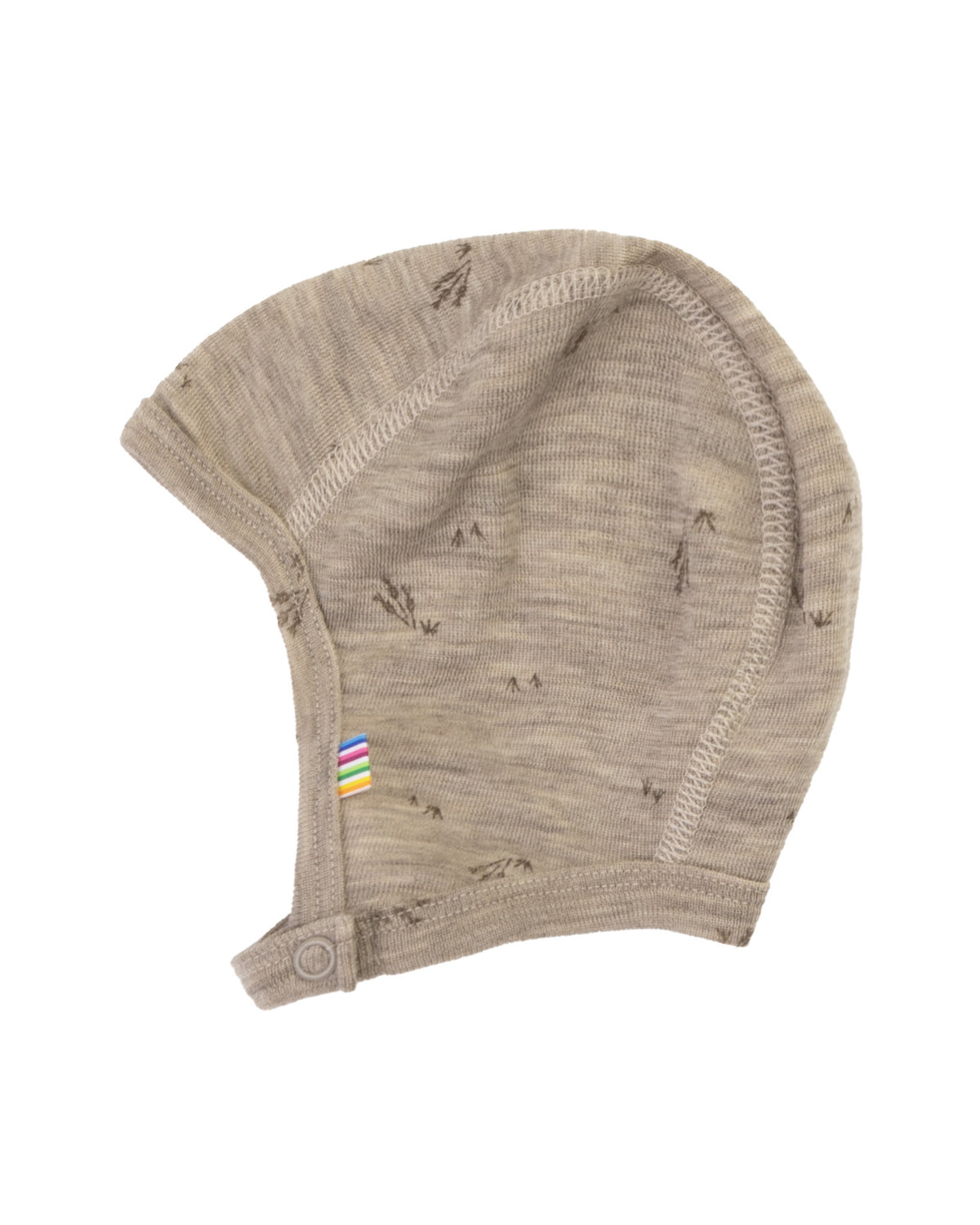 Bonnet of wool with press stud rib - beige melange