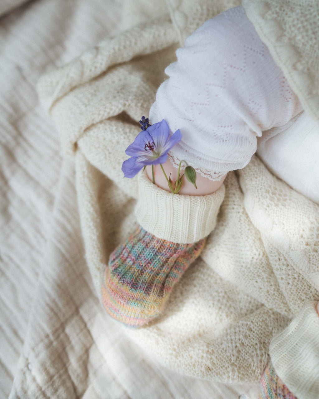 Baby socks wool and cotton - natural/multicolor