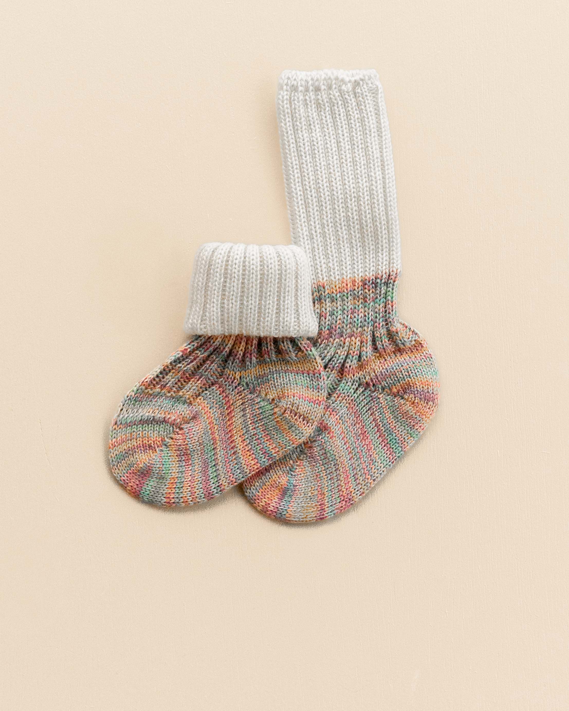 Baby socks wool and cotton - natural/multicolor