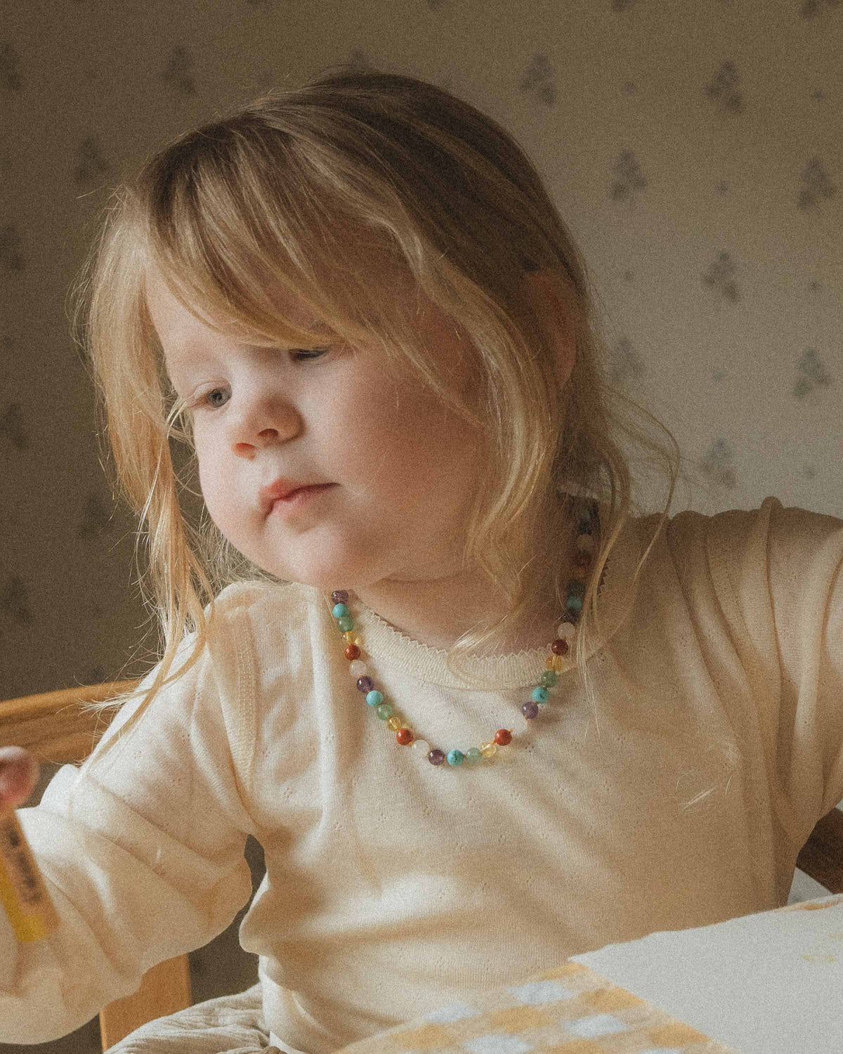 Amber Kids Necklace with Gemstones 38cm