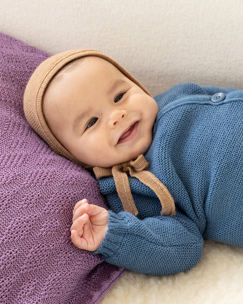 Merino wool knitted overall - dove blue