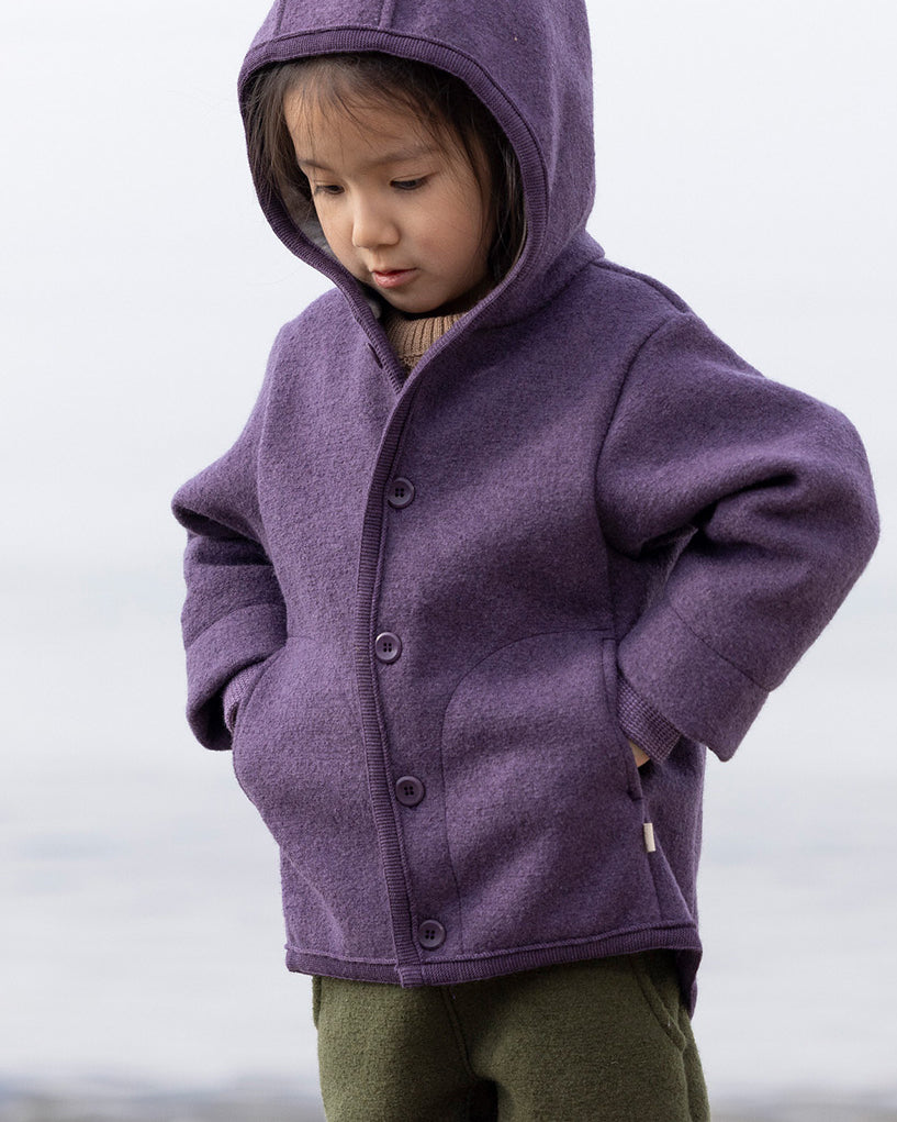 Boiled wool jacket - aubergine 