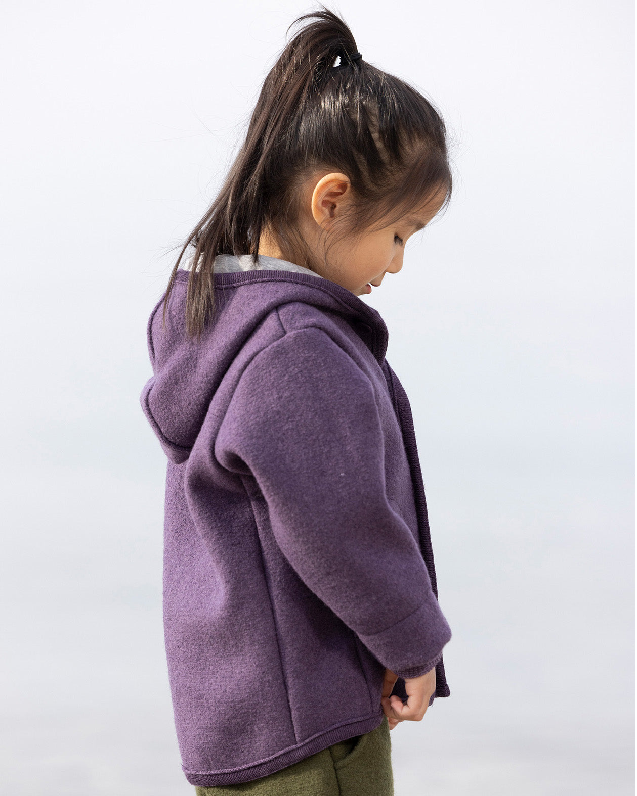 Boiled wool jacket - aubergine 