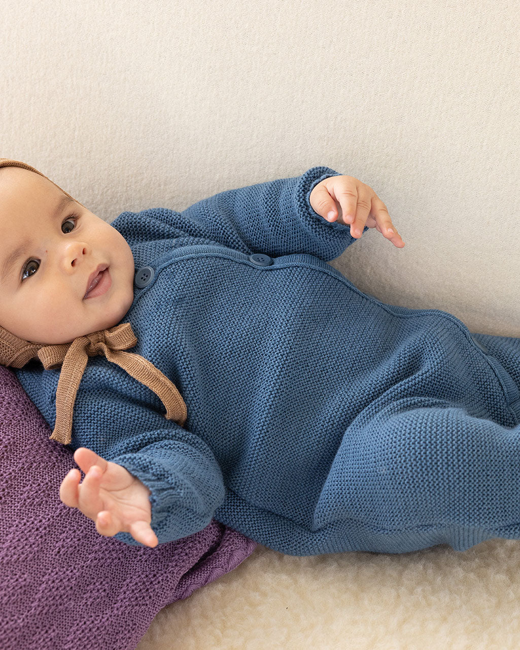 Merino wool knitted overall - dove blue