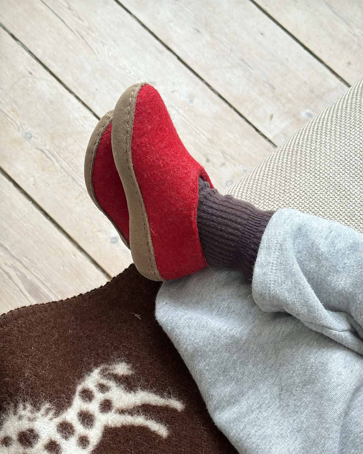 Children's slippers wool - red