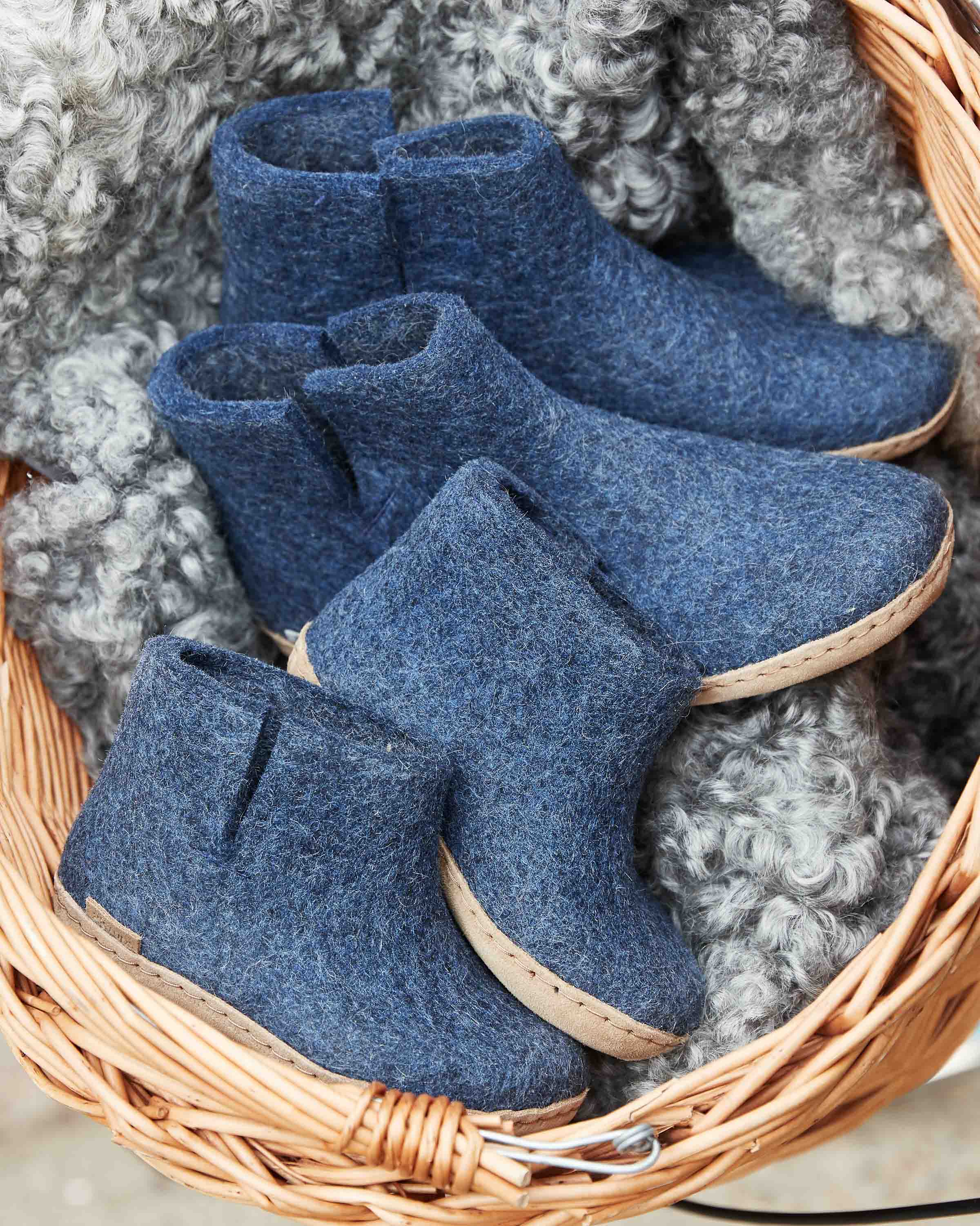 Children's slippers wool high - denim