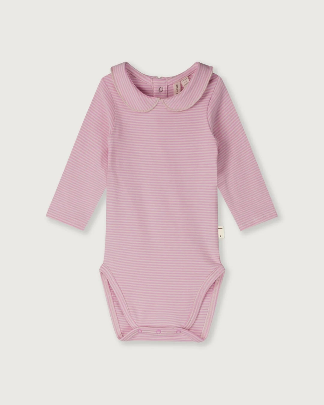 Baby romper long sleeve with collar - bubblegum/cream