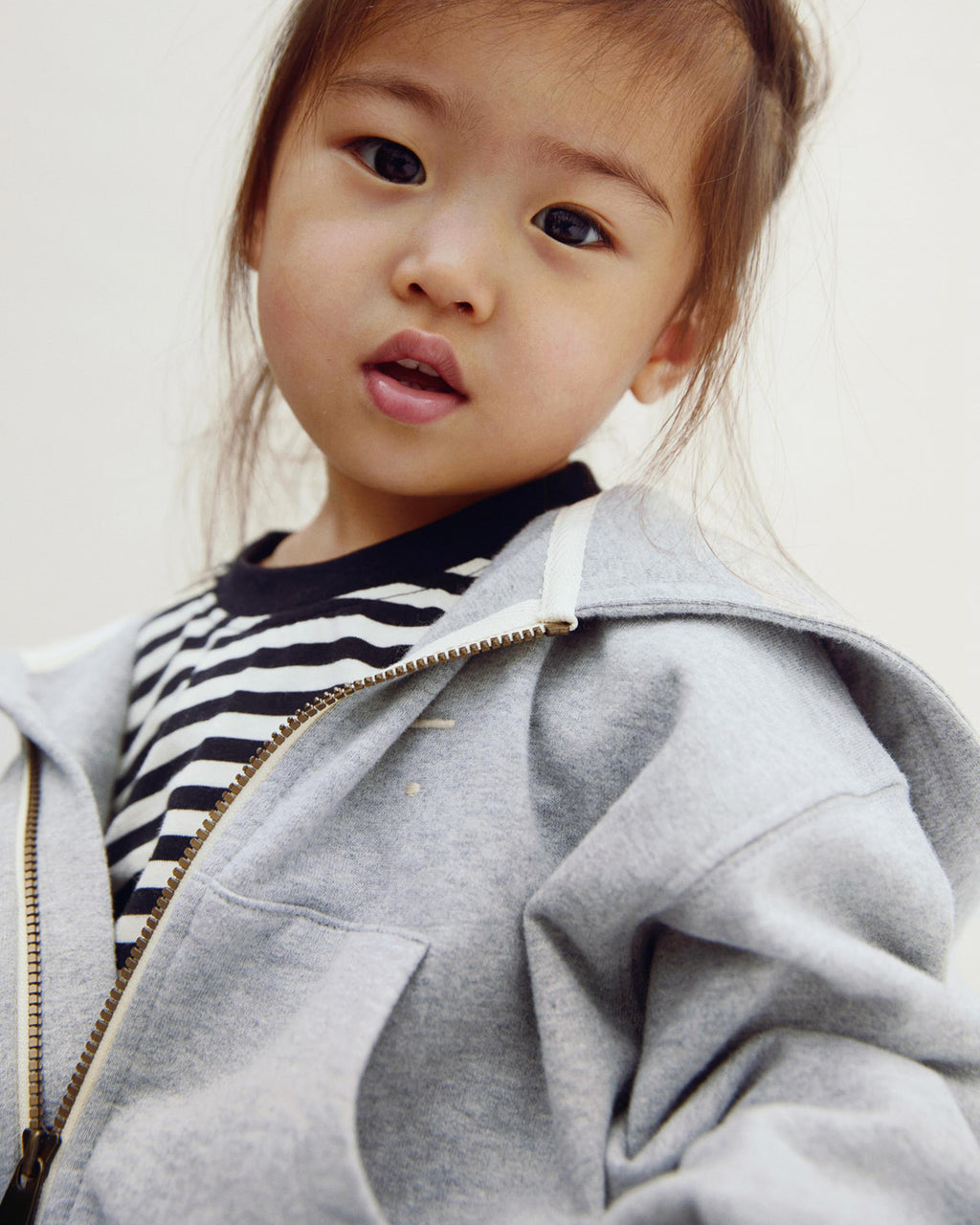 Children's cardigan with hoodie - gray melange 