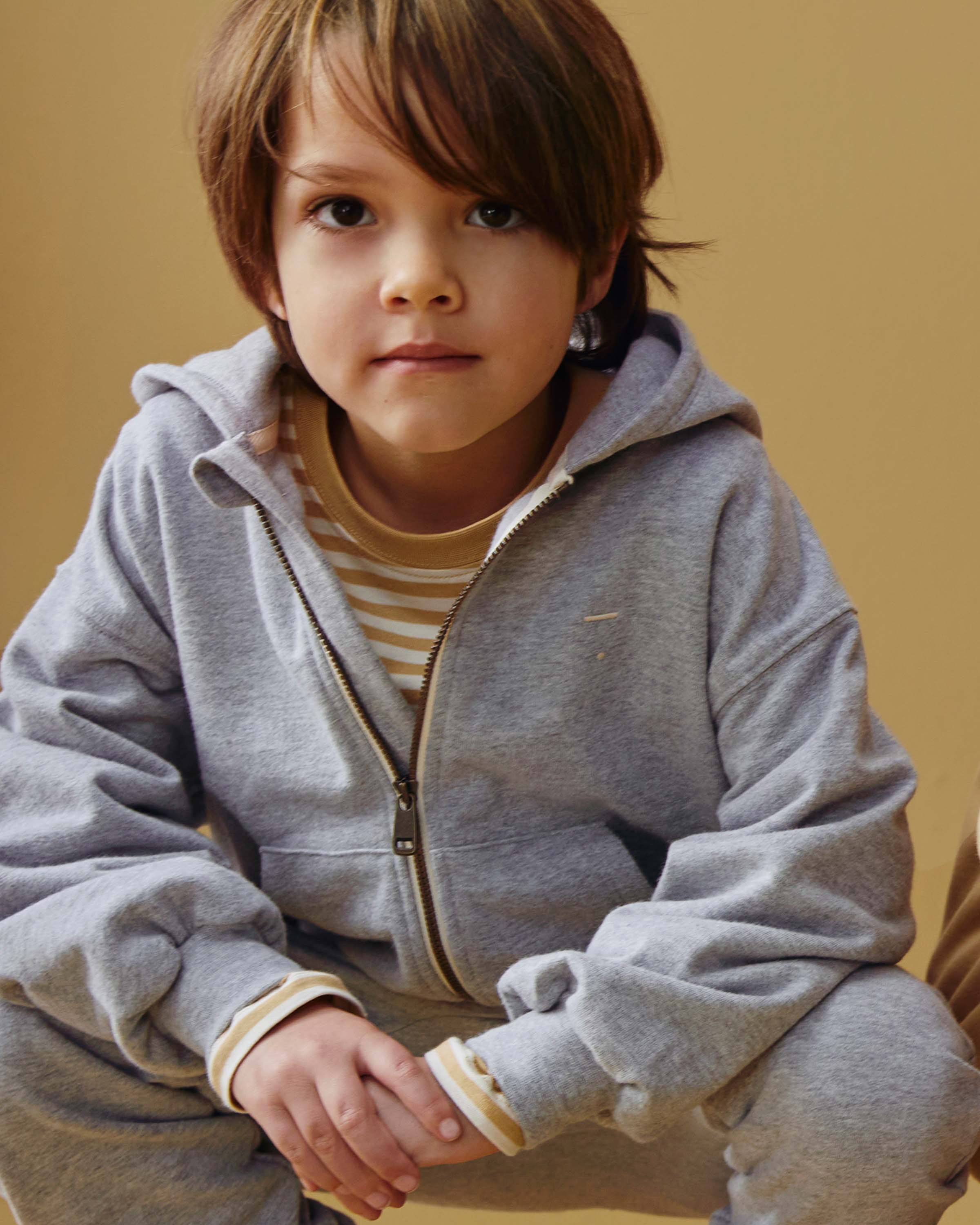 Children's cardigan with hoodie - gray melange 