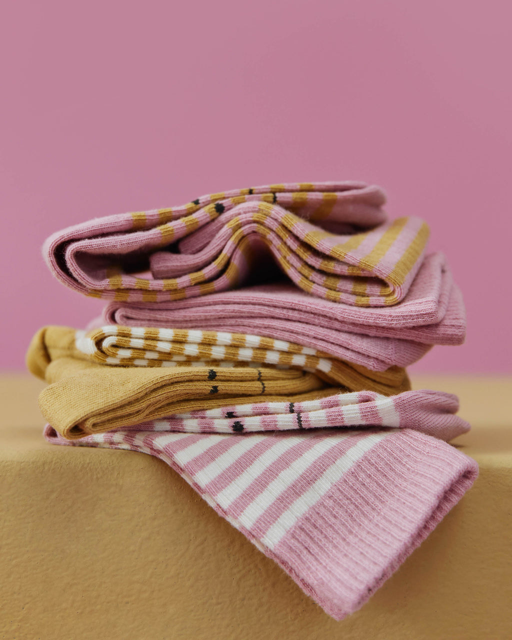 Kids ribbed socks - 2 pack - bubblegum/cream
