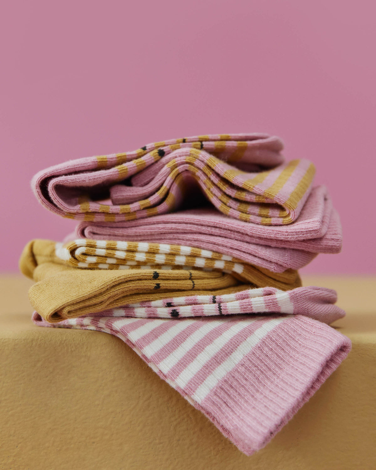 Kids ribbed socks - 2 pack - bubblegum/cream