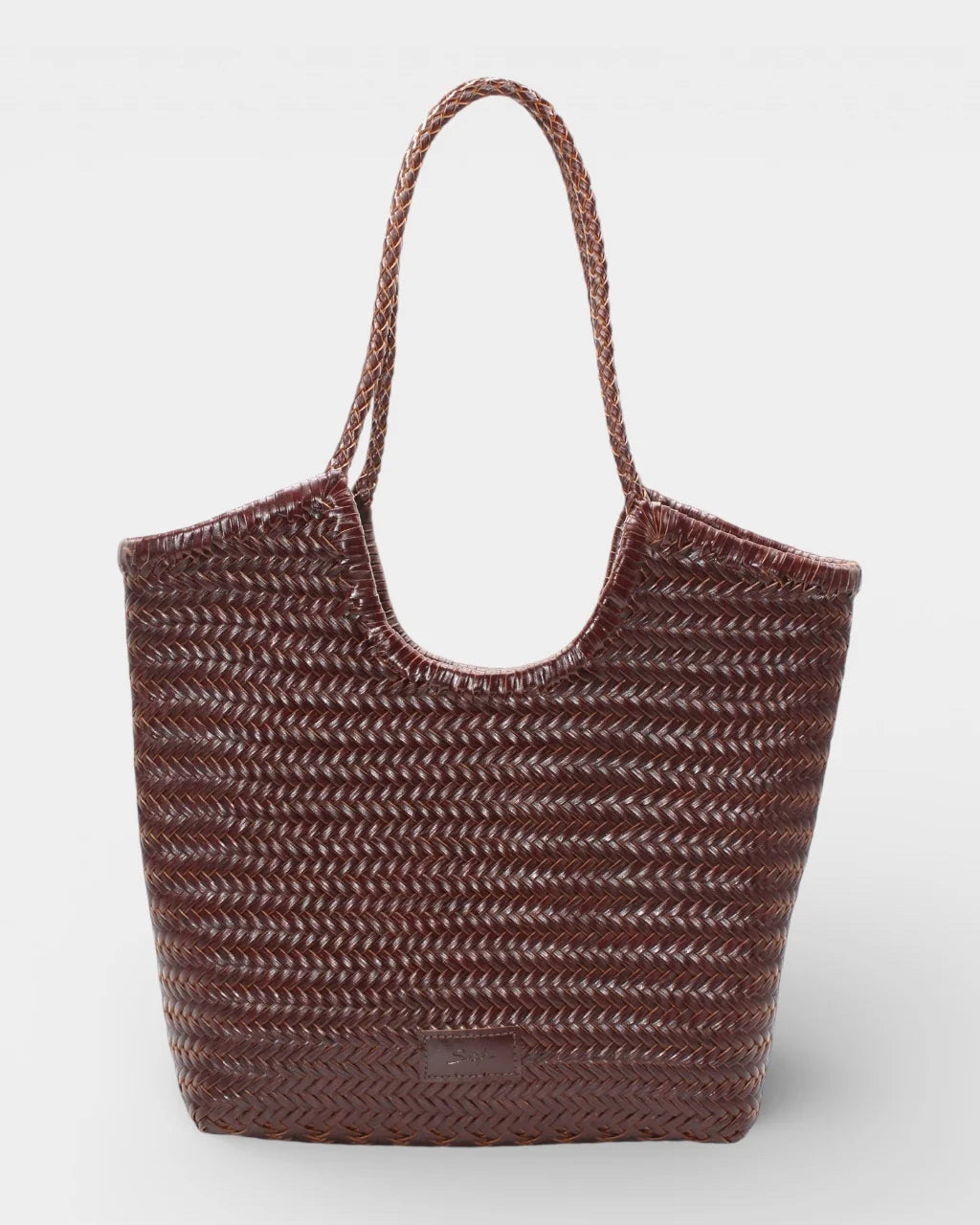 Hand-woven leather bag Liv - coffee
