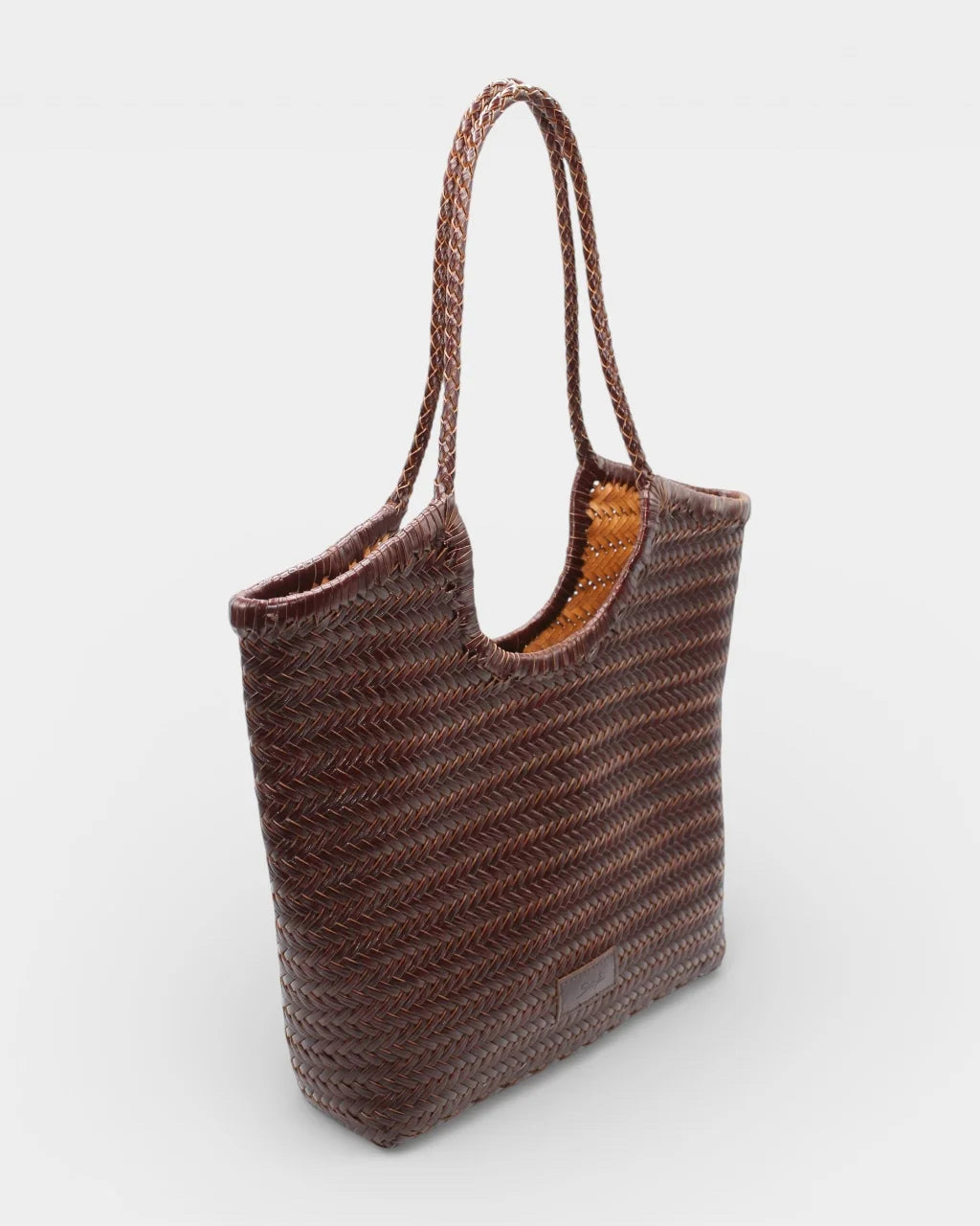 Hand-woven leather bag Liv - coffee