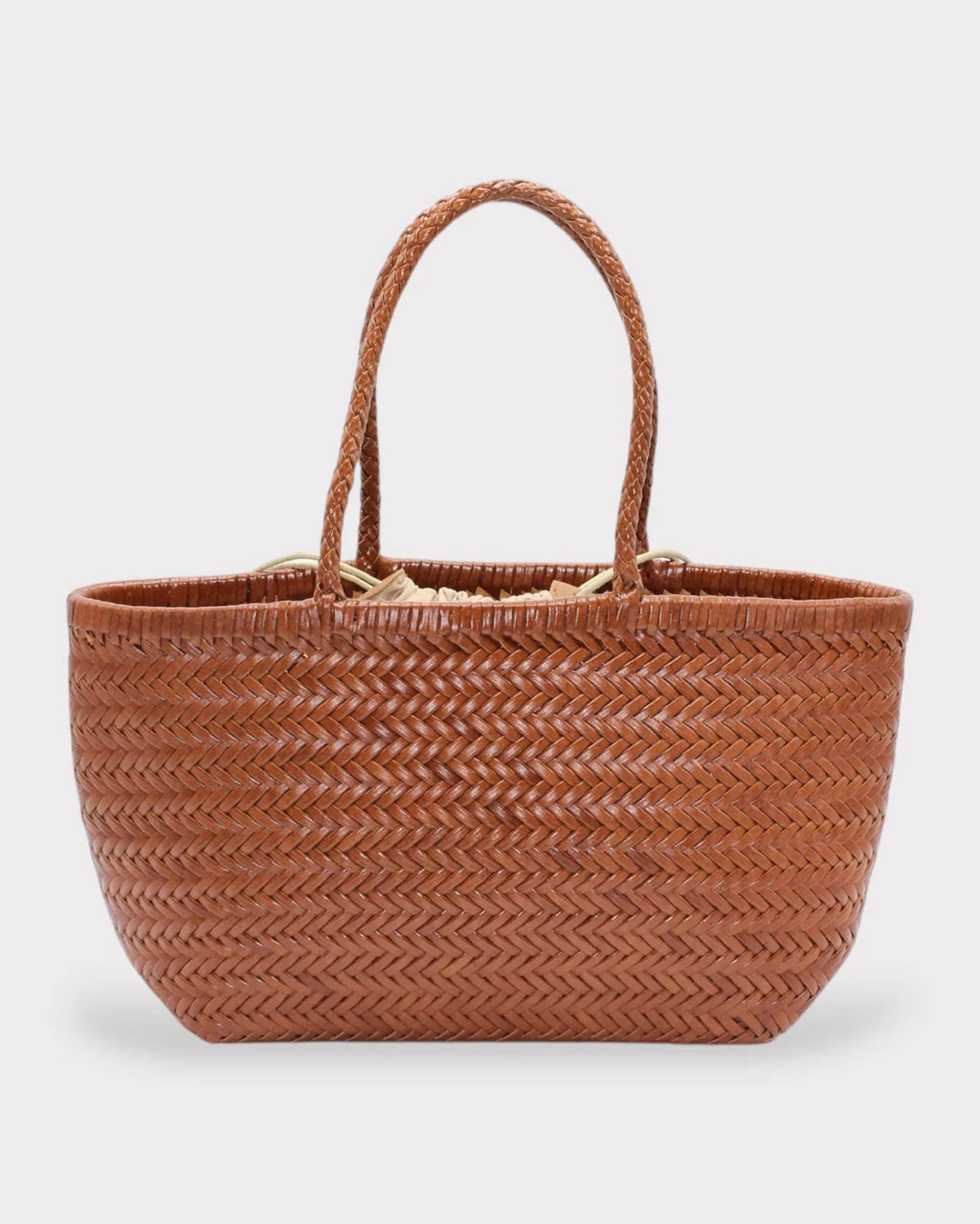 Hand-woven leather bag Lou - caramel
