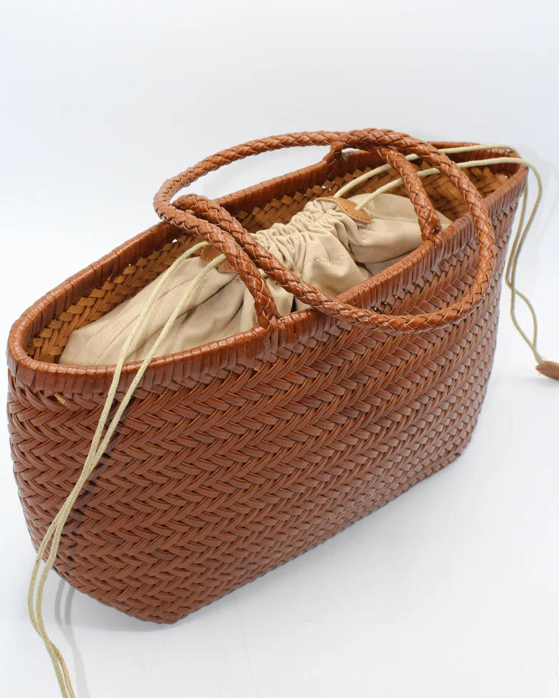 Hand-woven leather bag Lou - caramel