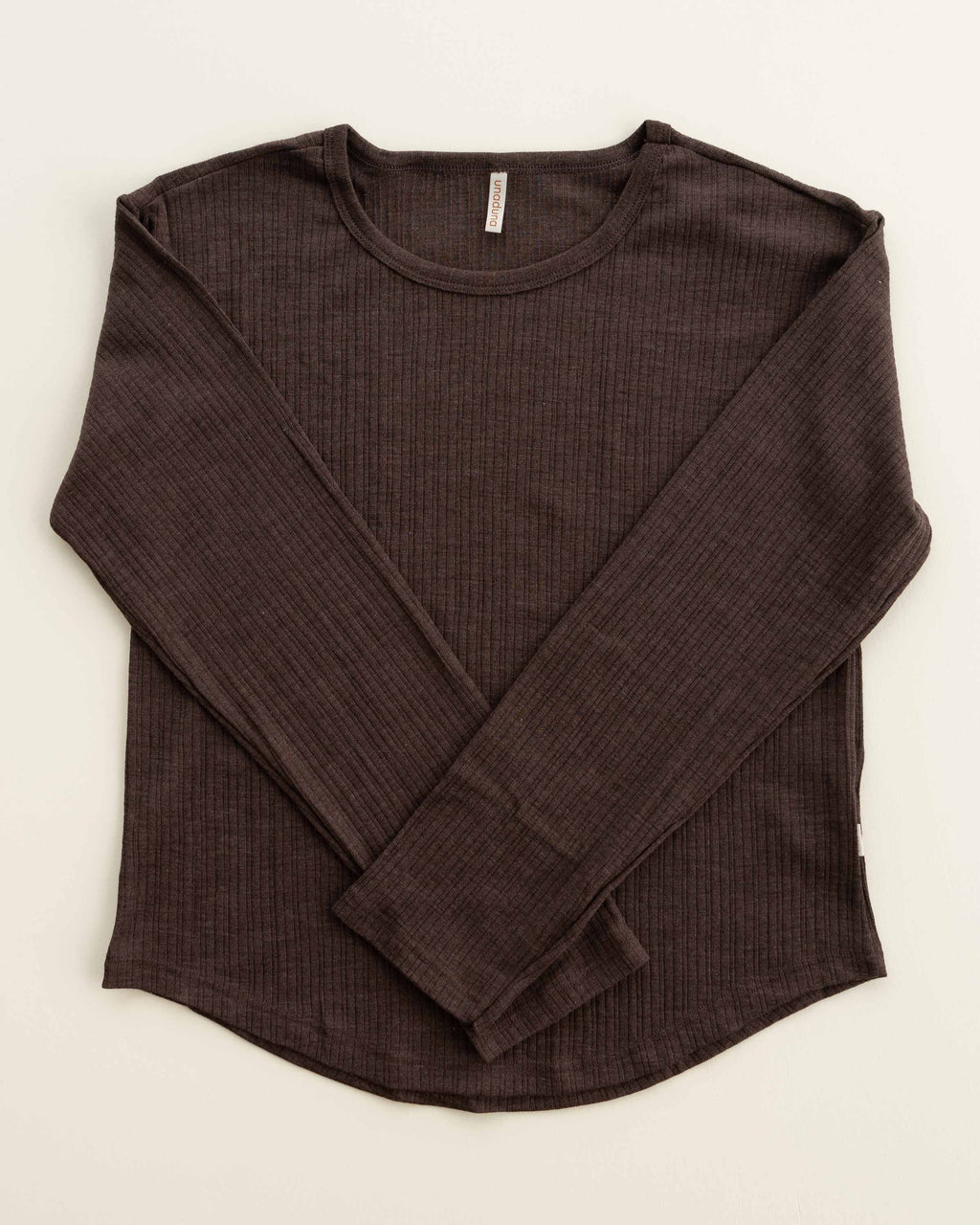 Relaxed-fit longsleeve Mari rib pattern wool/silk- cocoa