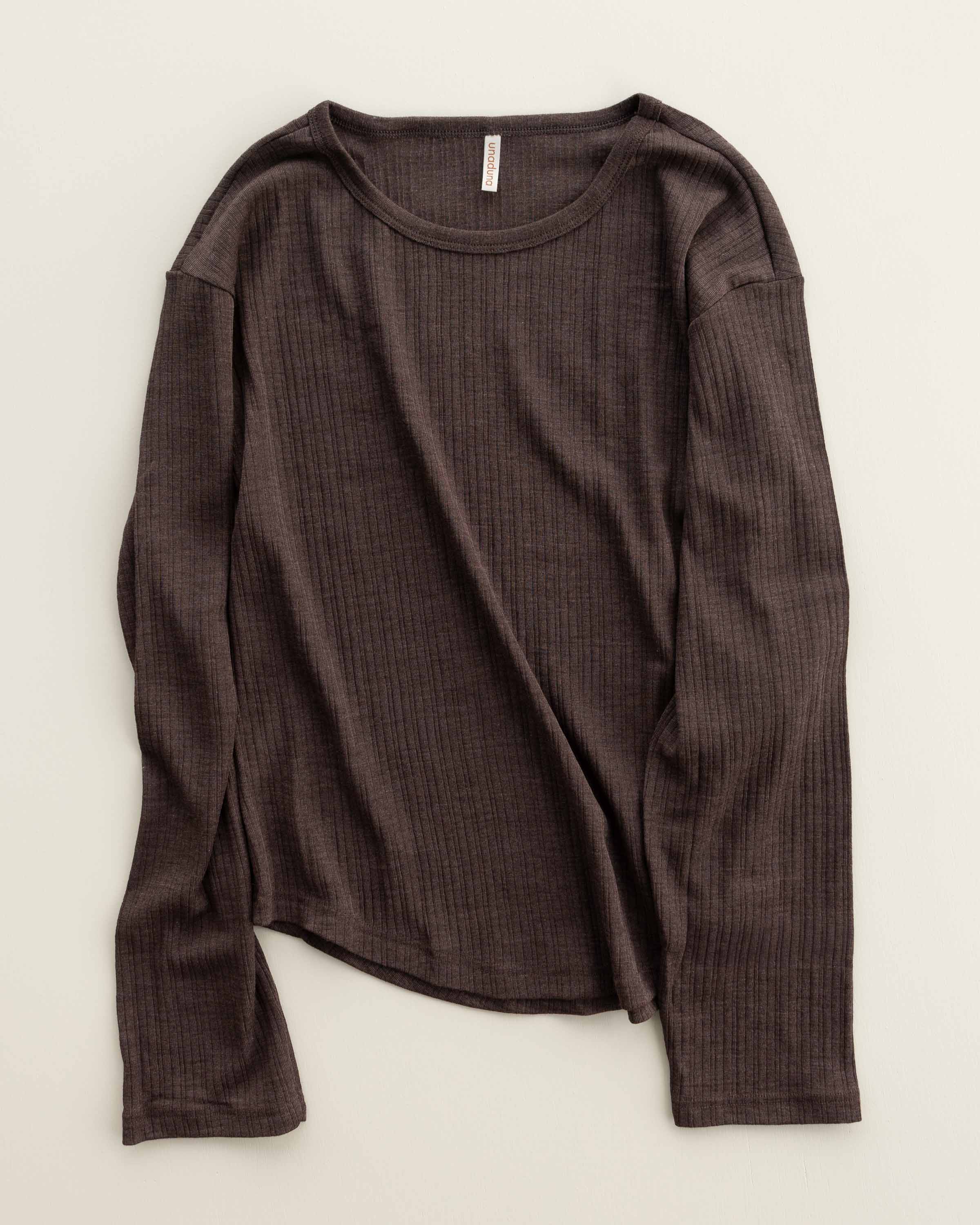 Relaxed-fit longsleeve Mari rib pattern wool/silk- cocoa