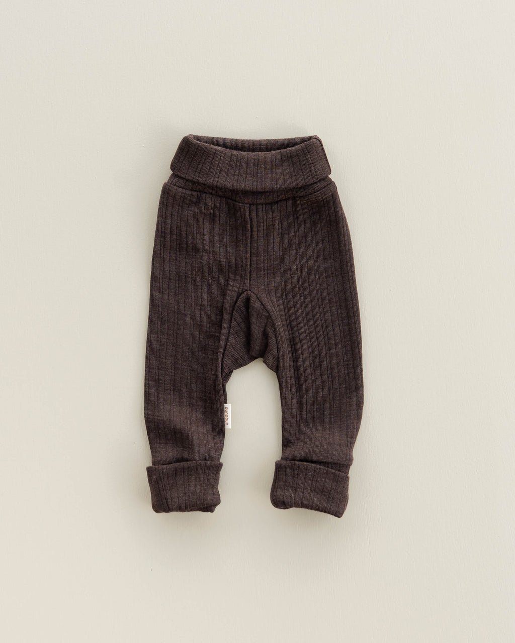 Baby pants 2 in 1 feet rib wool/silk - wakame