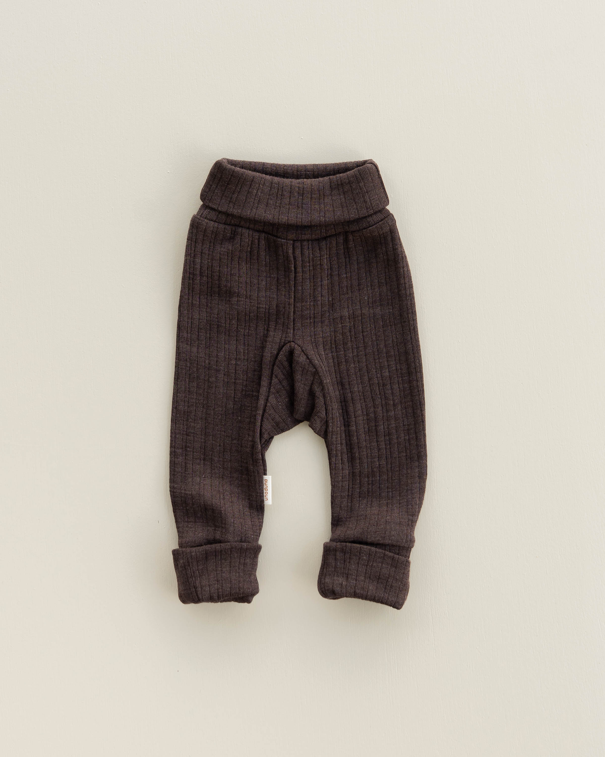 Baby pants 2 in 1 feet rib wool/silk - wakame