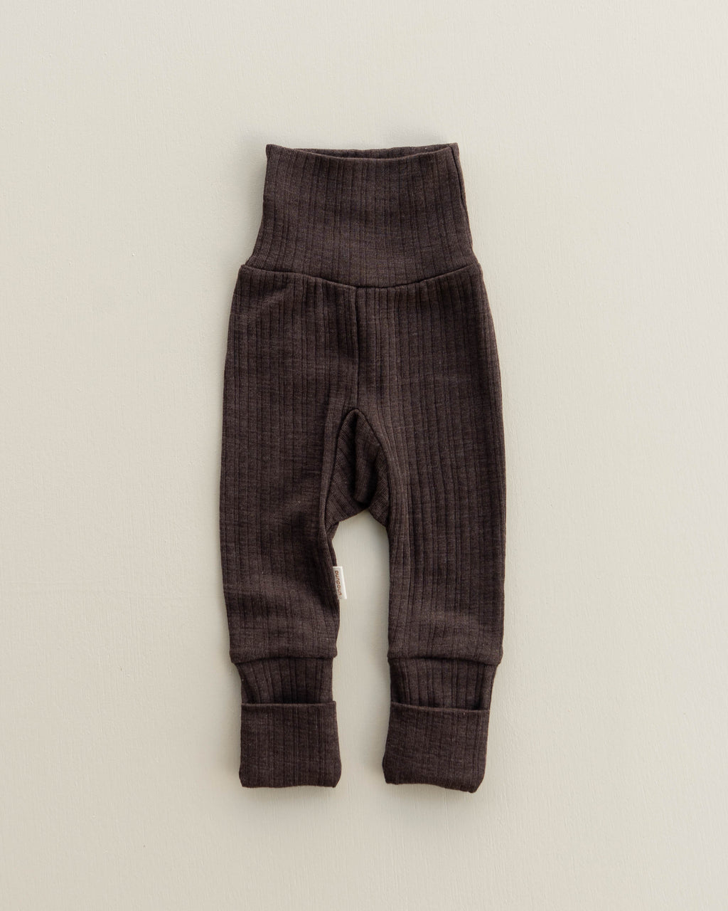 Baby pants 2 in 1 feet rib wool/silk - wakame