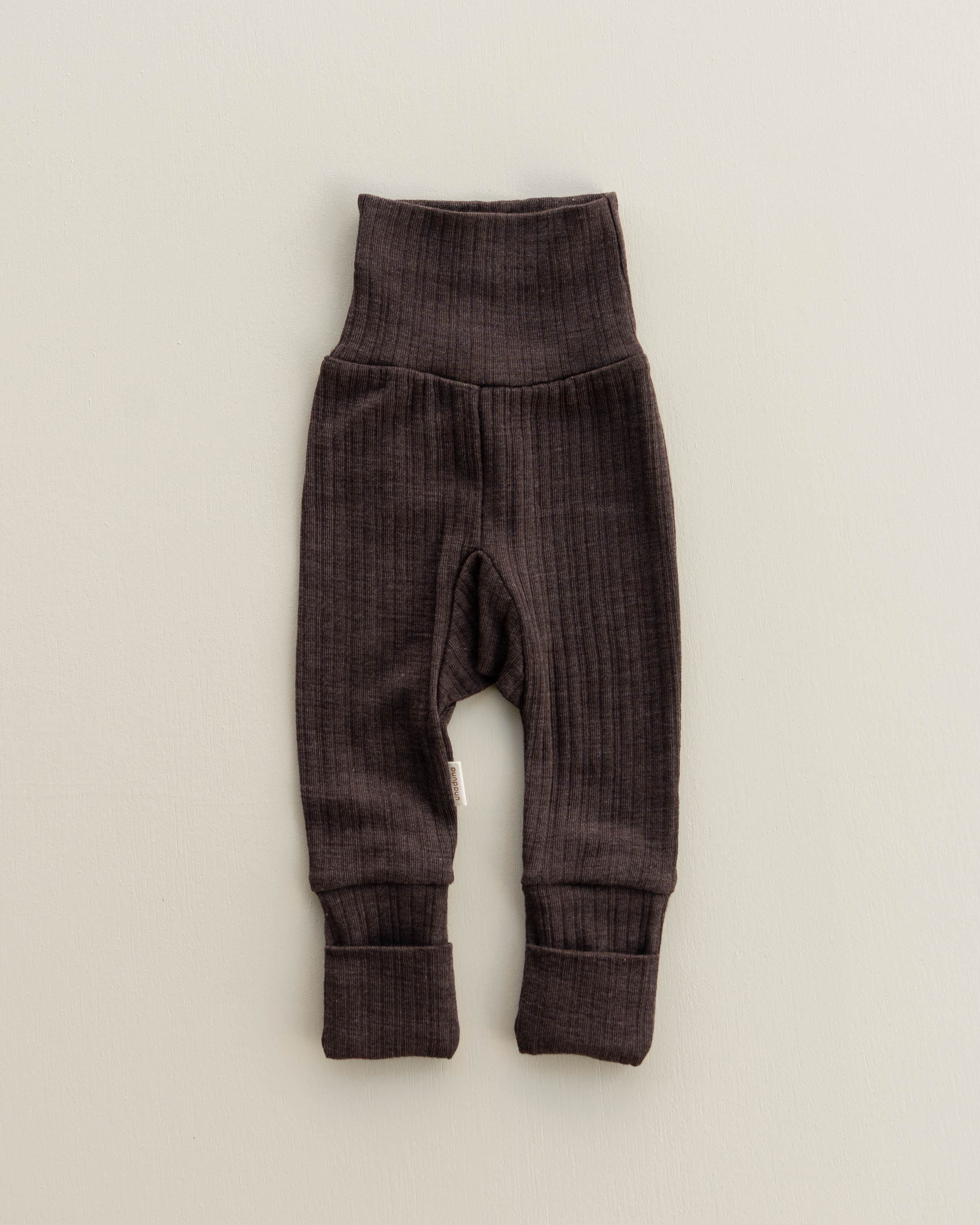 Baby pants 2 in 1 feet rib wool/silk - wakame