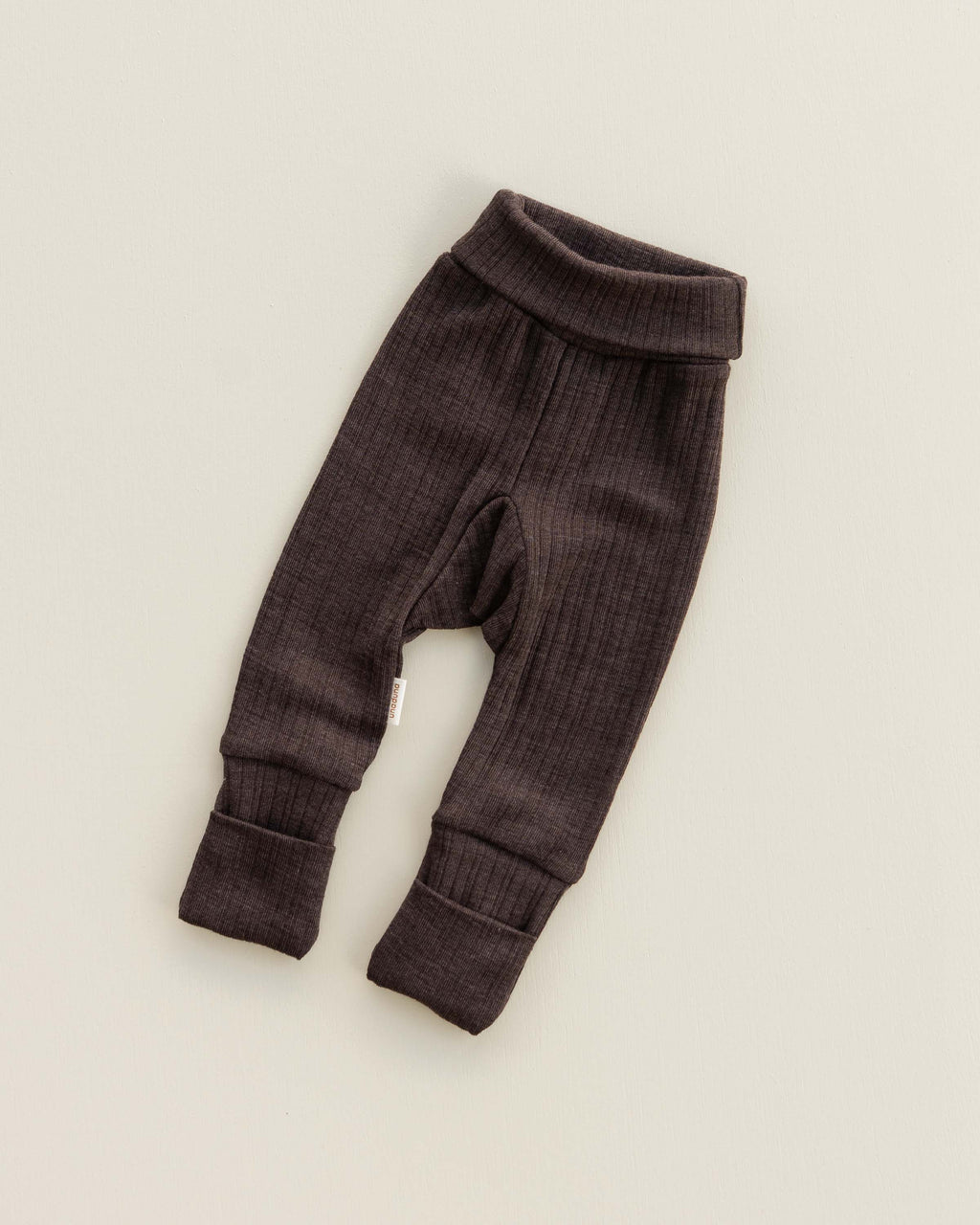 Baby pants 2 in 1 feet rib wool/silk - wakame