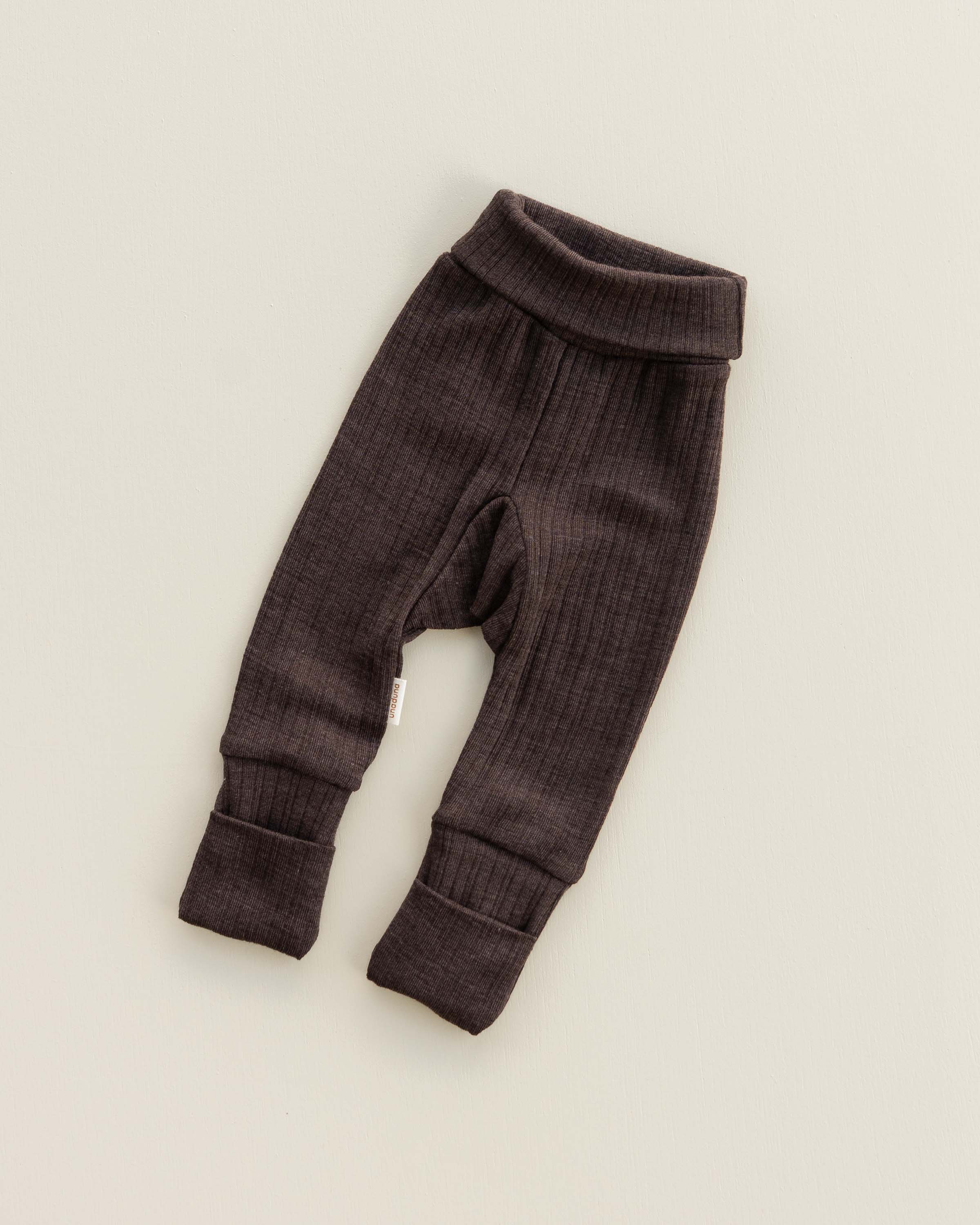 Baby pants 2 in 1 feet rib wool/silk - wakame
