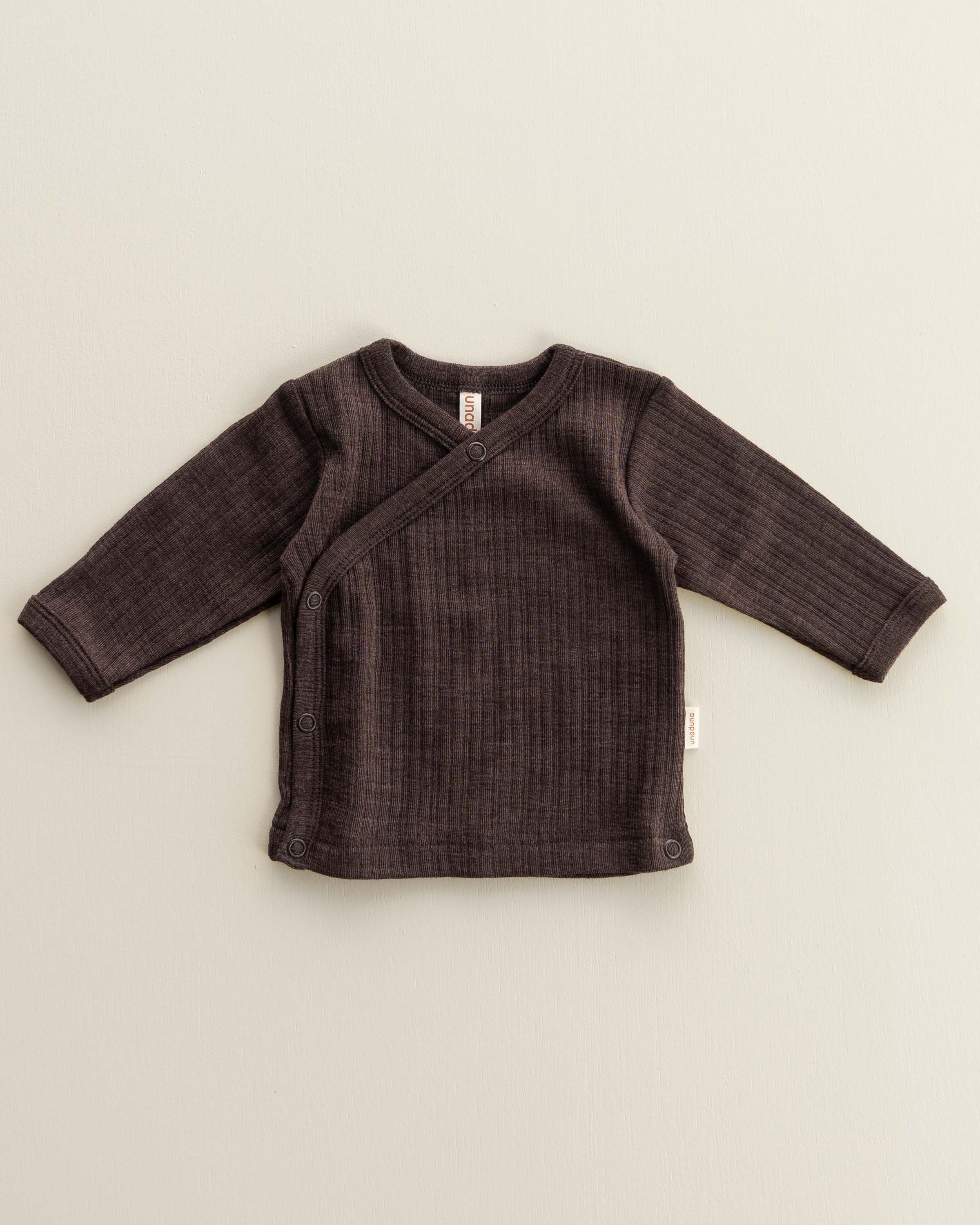 Baby wrap-around shirt rib wool/silk - wakame