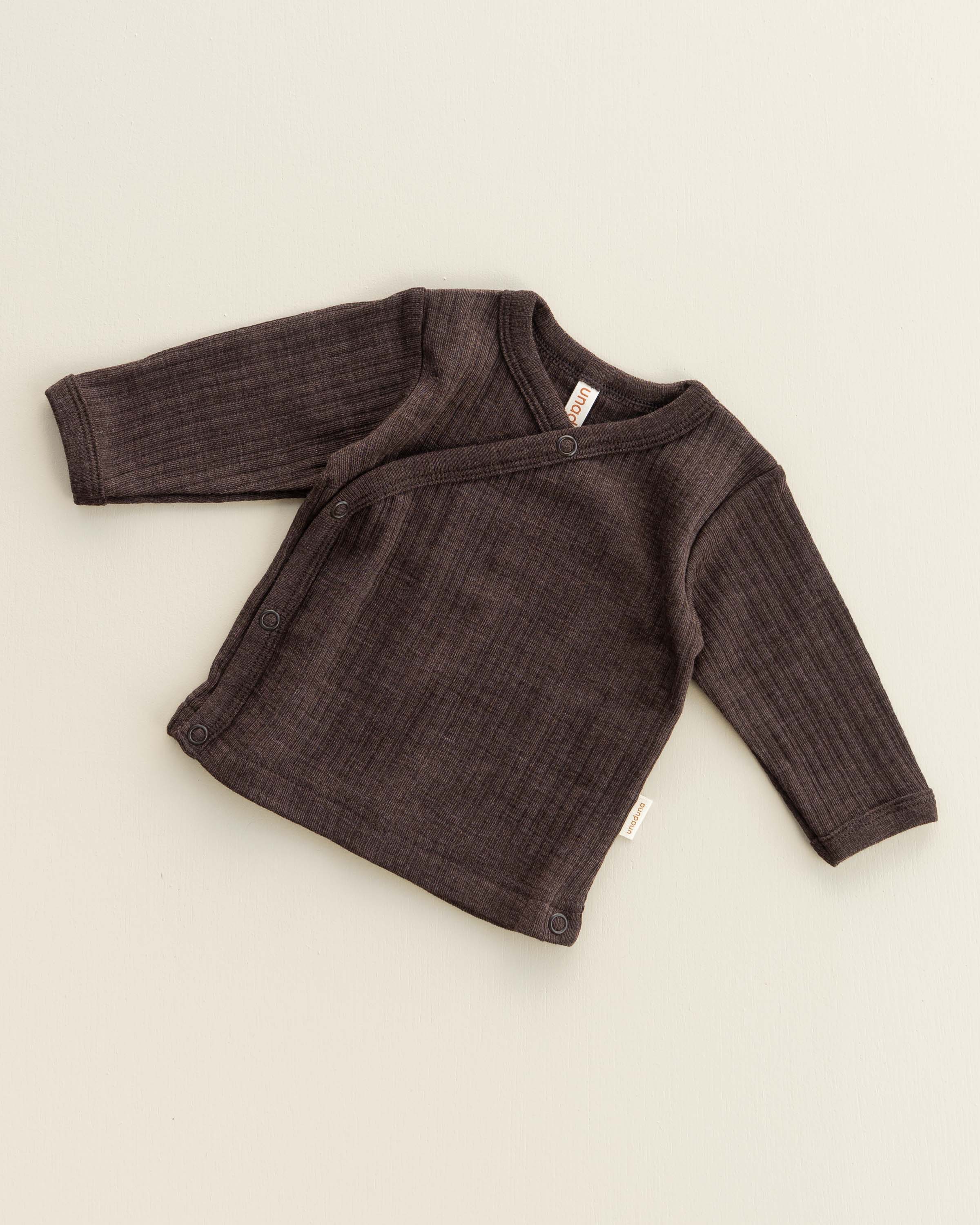 Baby wrap-around shirt rib wool/silk - wakame