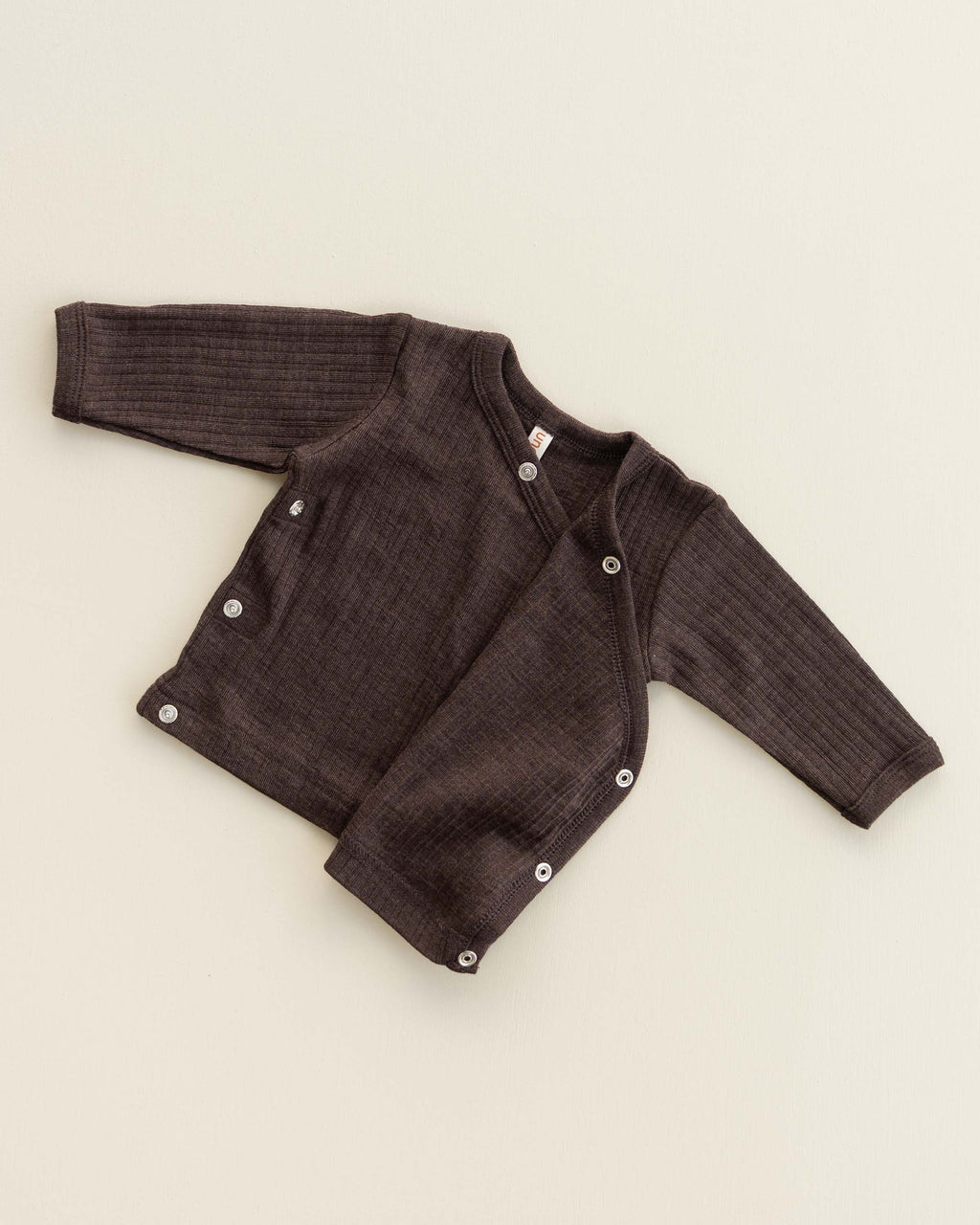 Baby wrap-around shirt rib wool/silk - wakame