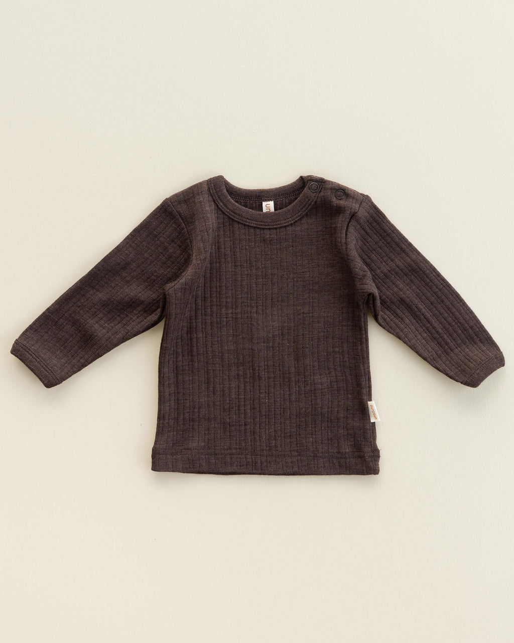 [Unaduna]-Babyshirt long sleeves rib wool/silk - wakame
