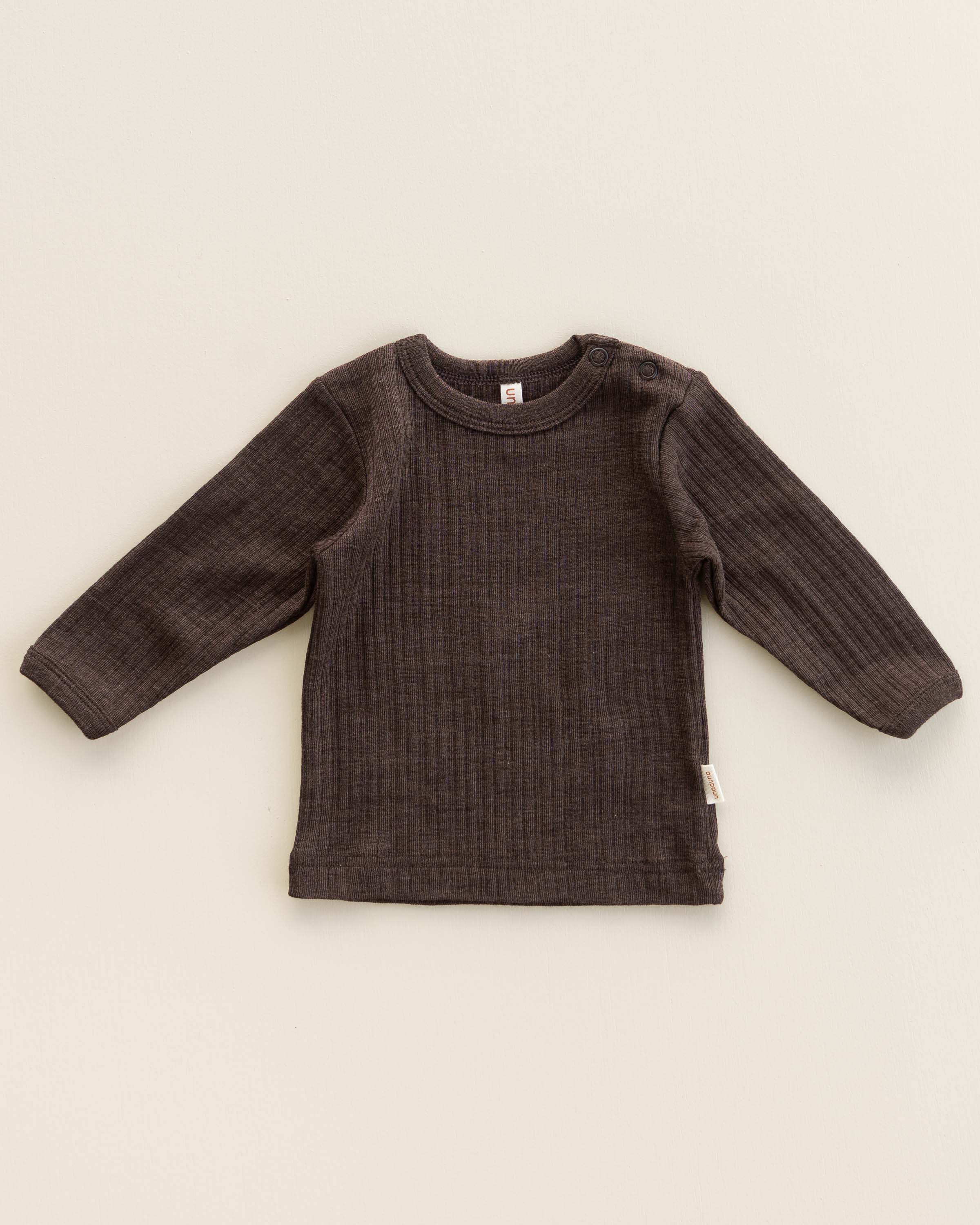 [Unaduna]-Babyshirt long sleeves rib wool/silk - wakame