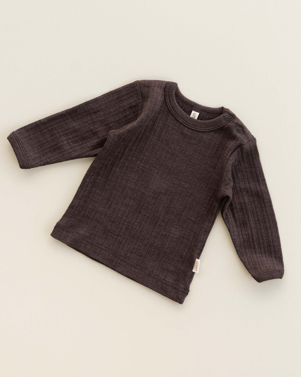 [Unaduna]-Babyshirt long sleeves rib wool/silk - wakame