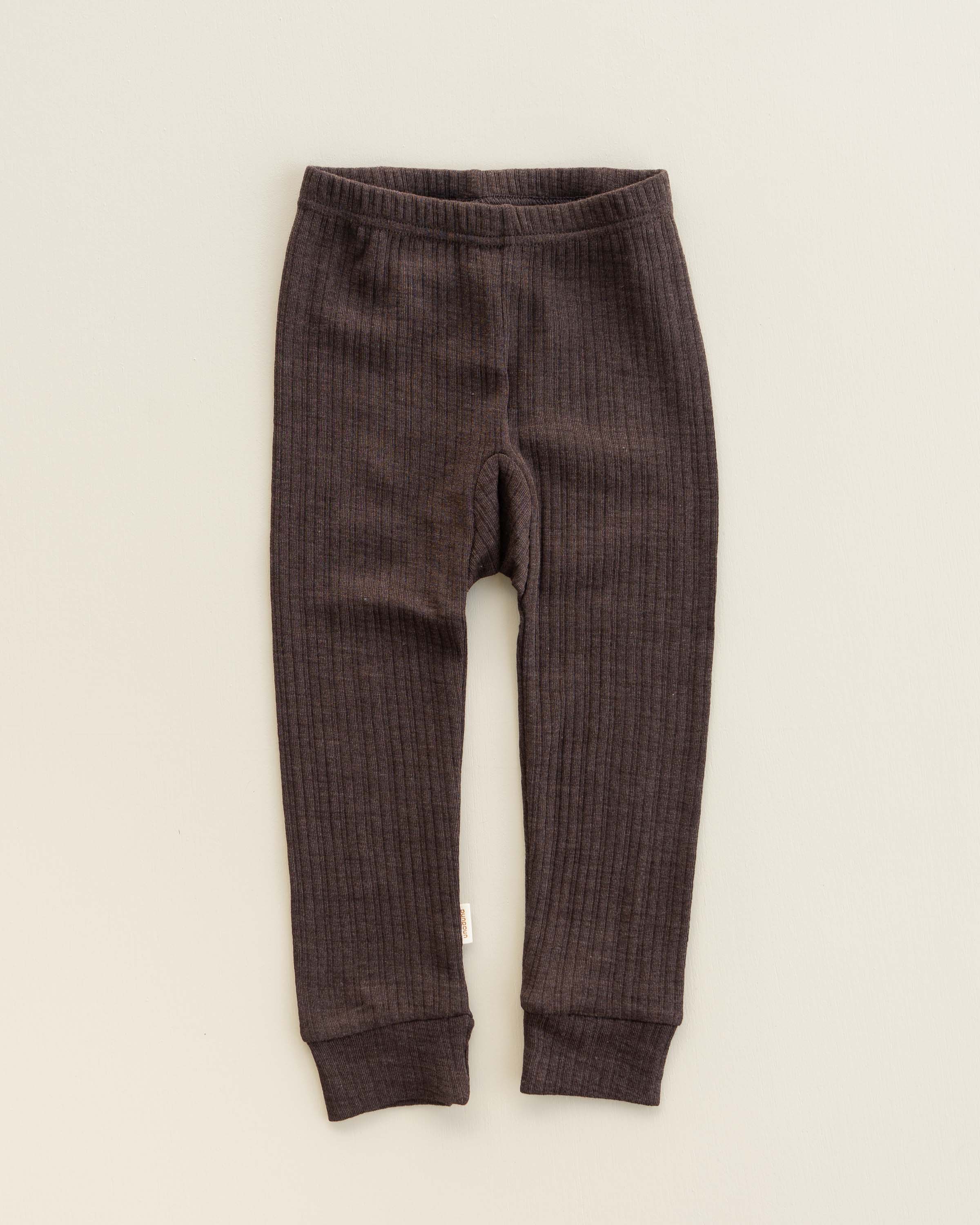 Kids leggings rib wool/silk - wakame
