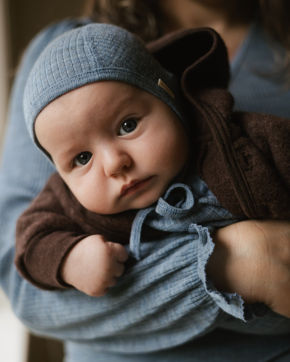 Baby bonnet of wool rib - nila