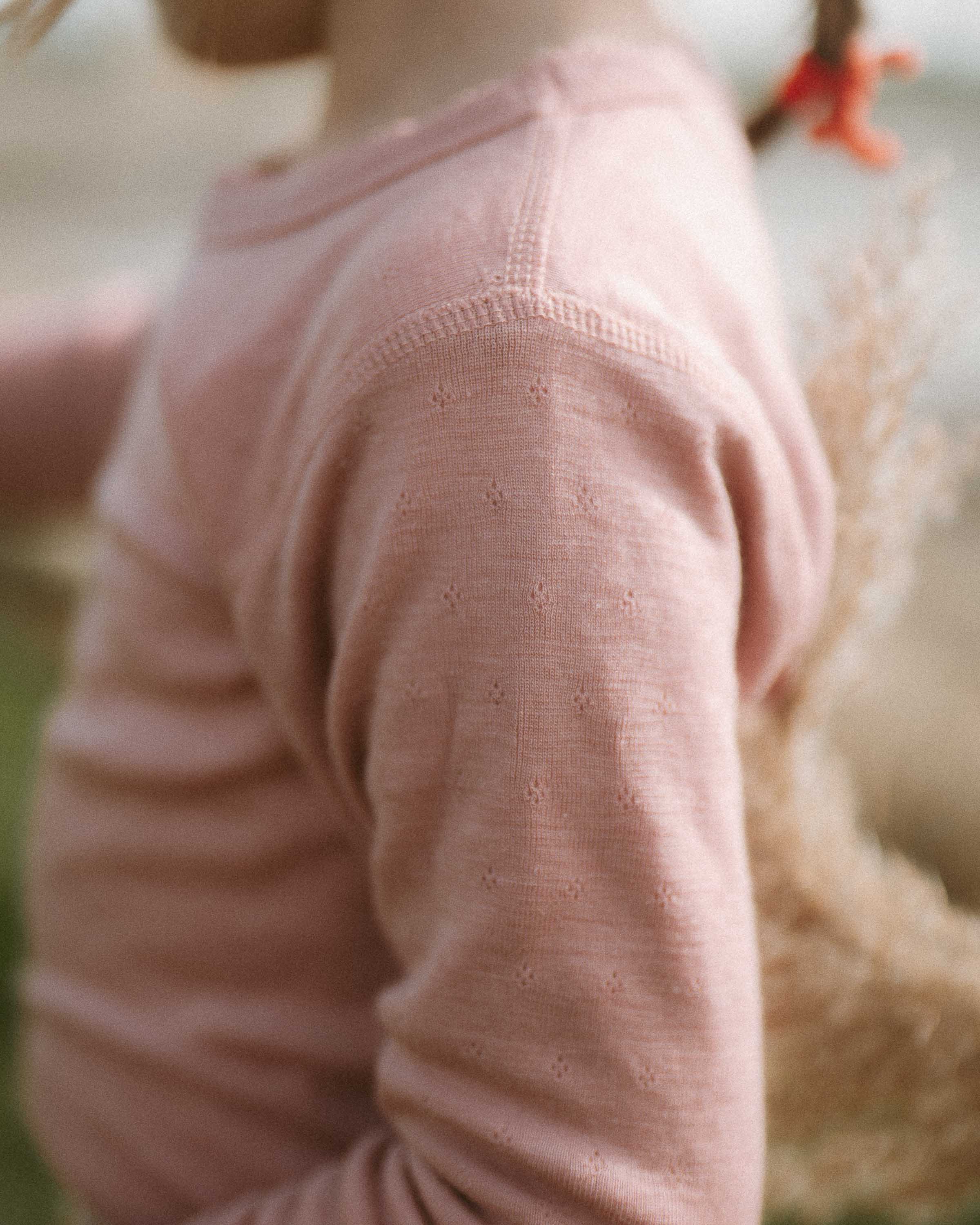 Shirt longleeves pointelle wool/silk - cameo rose   