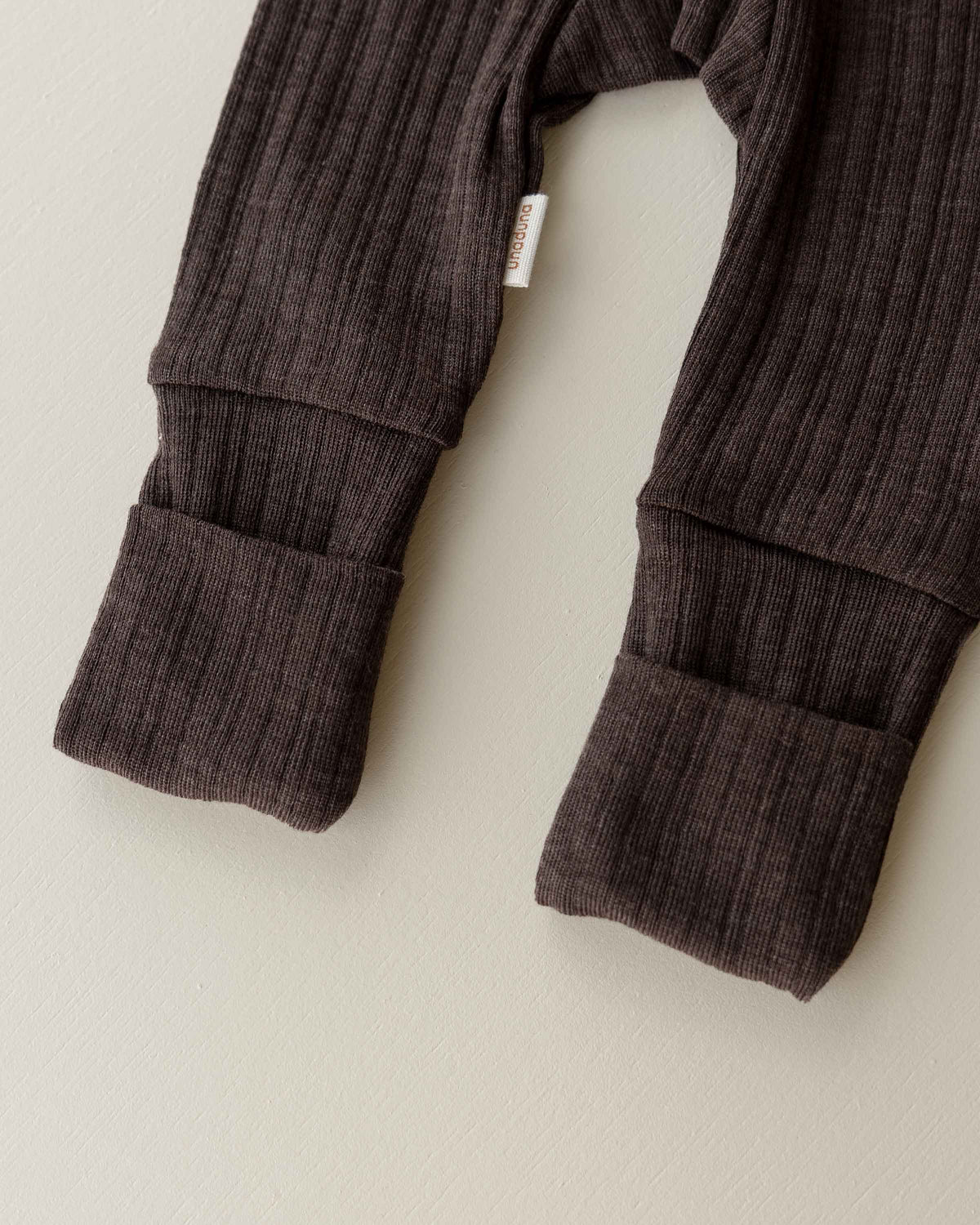 Baby pants 2 in 1 feet rib wool/silk - cocoa