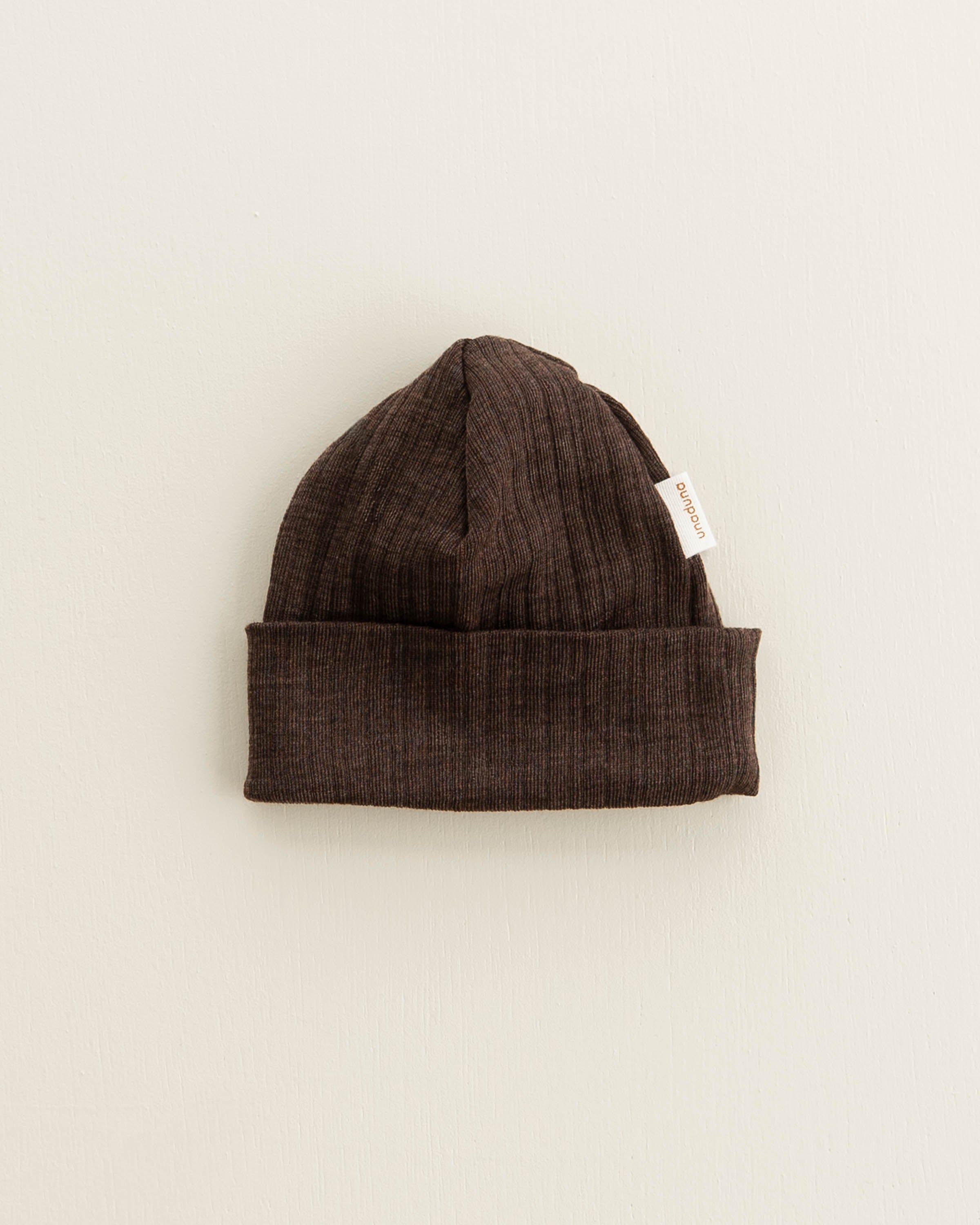 Baby hat rib wool/silk - cocoa
