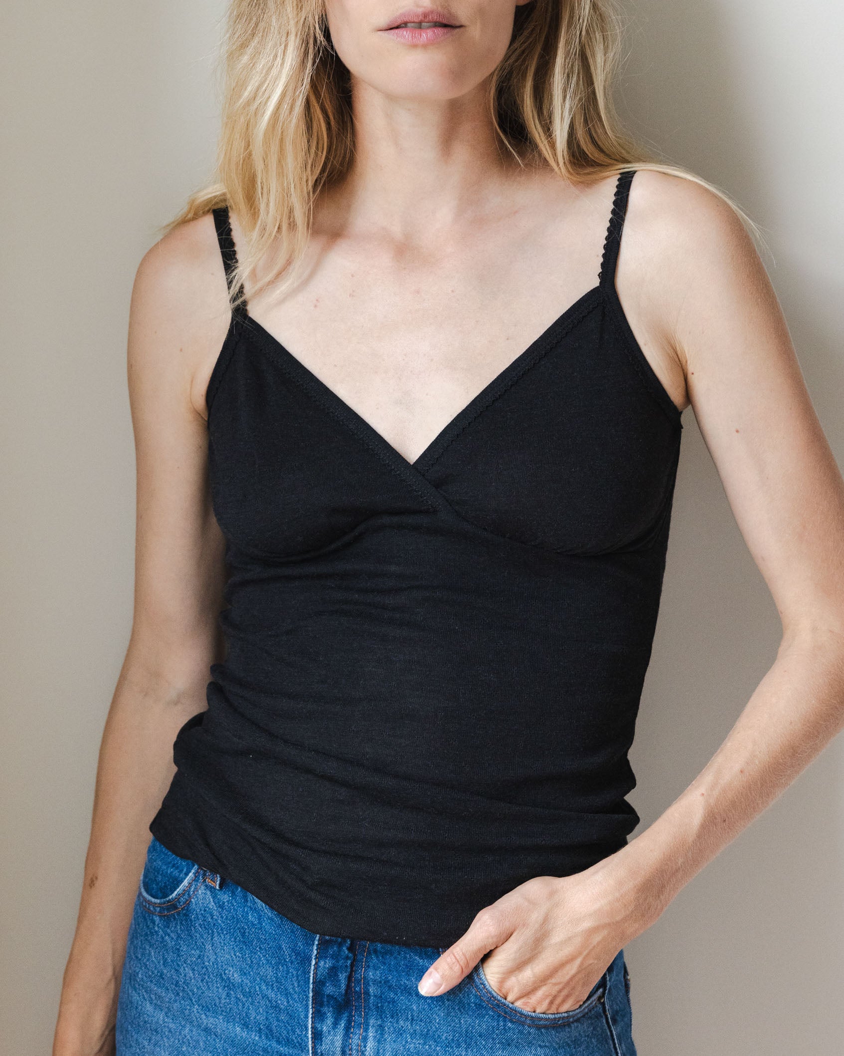 Chemise pointelle wool/silk - ebony