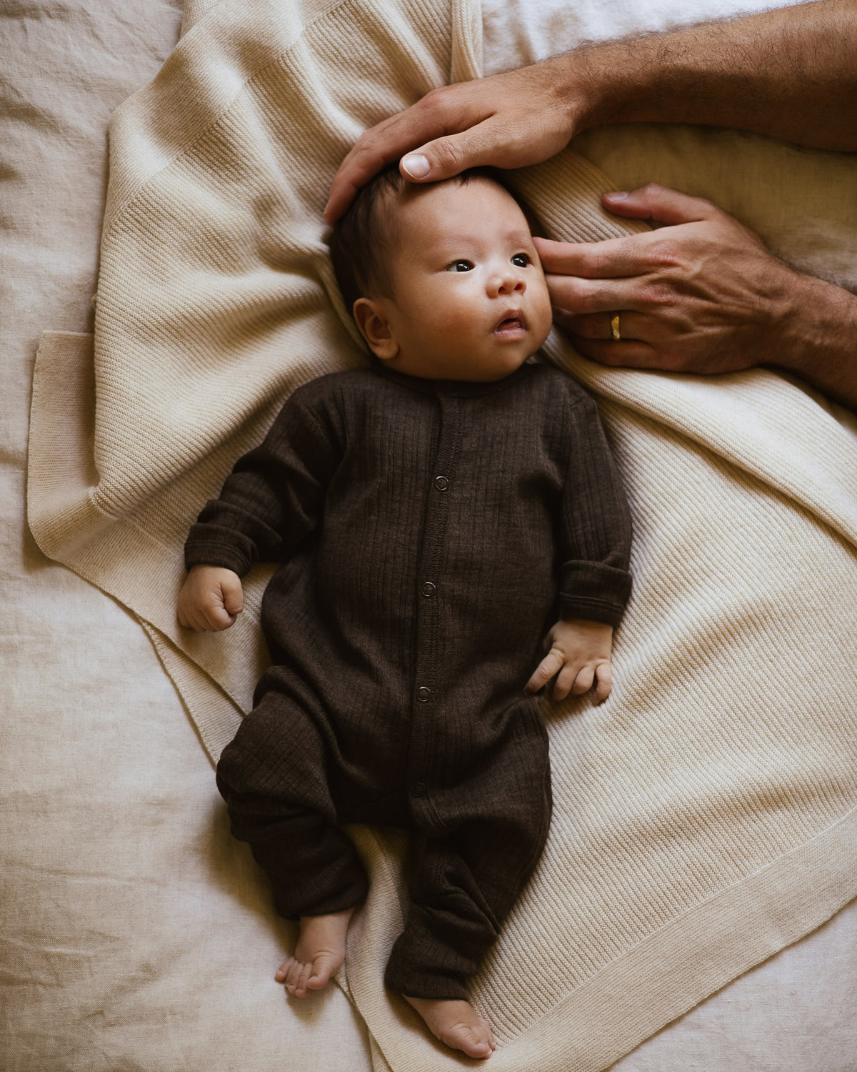 Onesie rib 2 in 1 feet wool/silk - cocoa