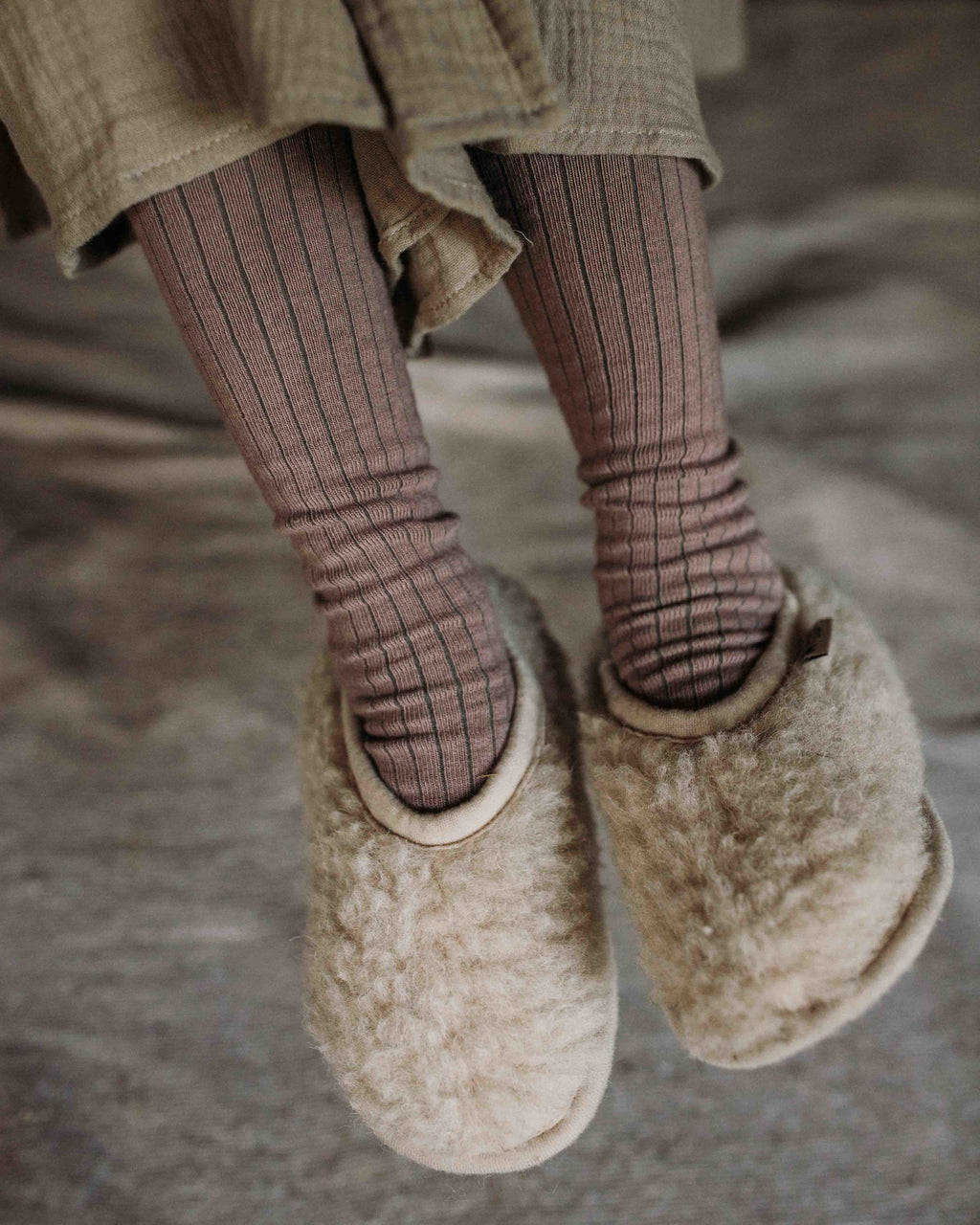 Alwero slofjes wol pluche beige